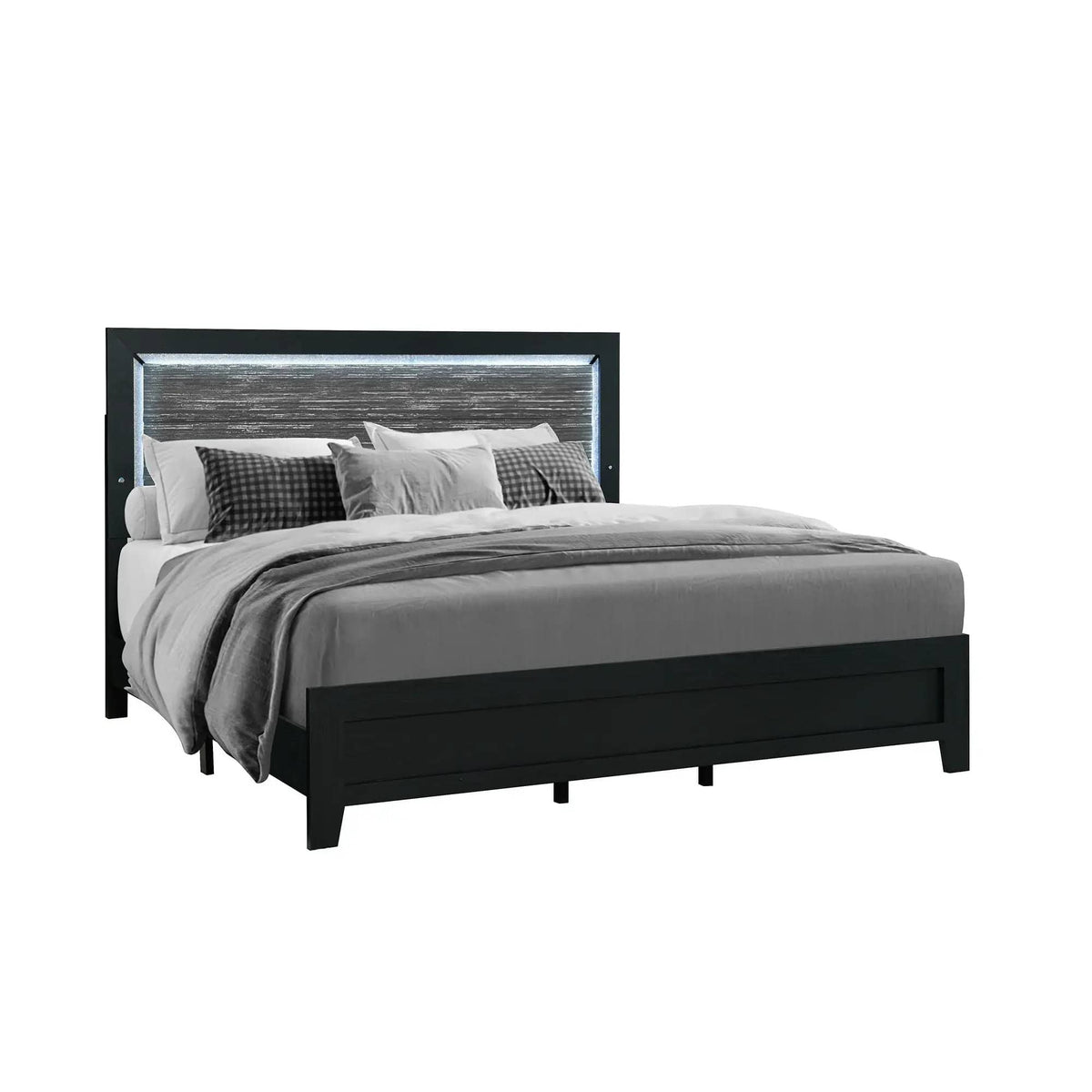 Carlos Modern Design Bed With LED | 3 Pieces | Wood | Bedroom