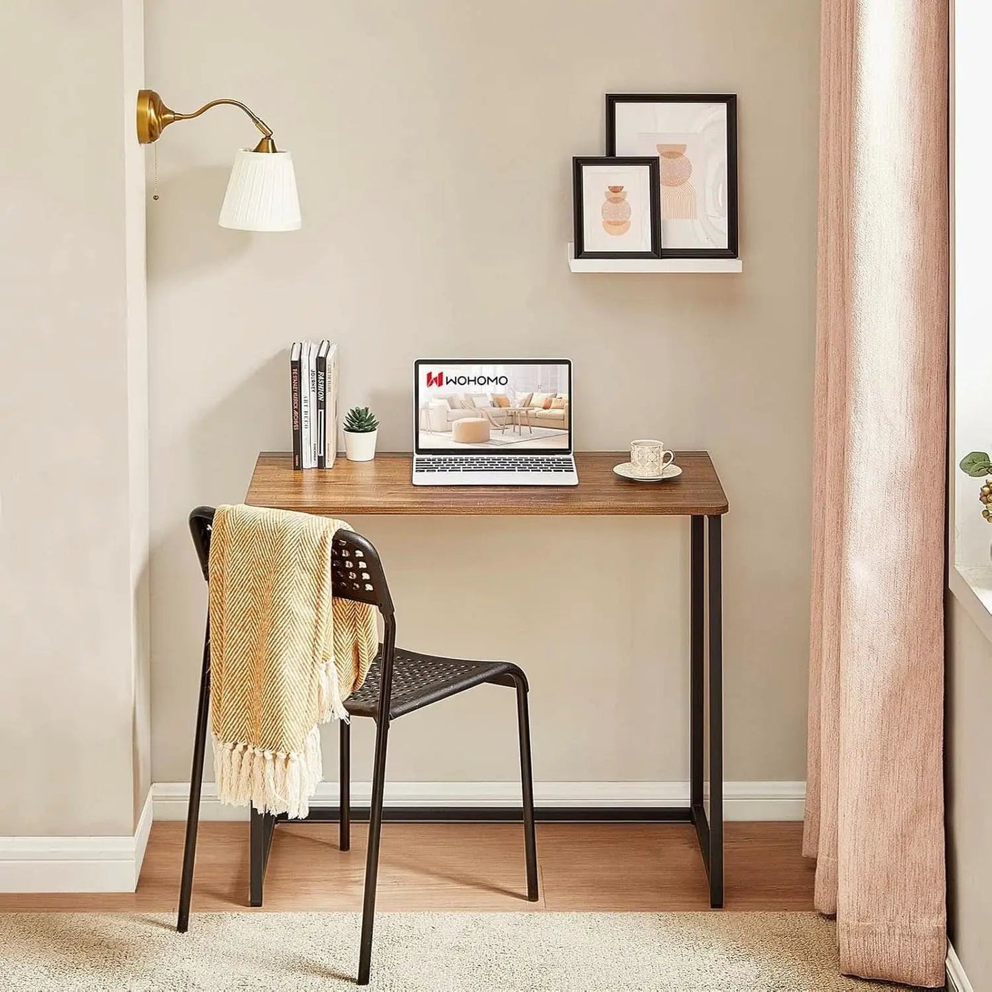 31.5 Inch Folding Computer Desk Space Saving Rustic Walnut from PriceLows™
