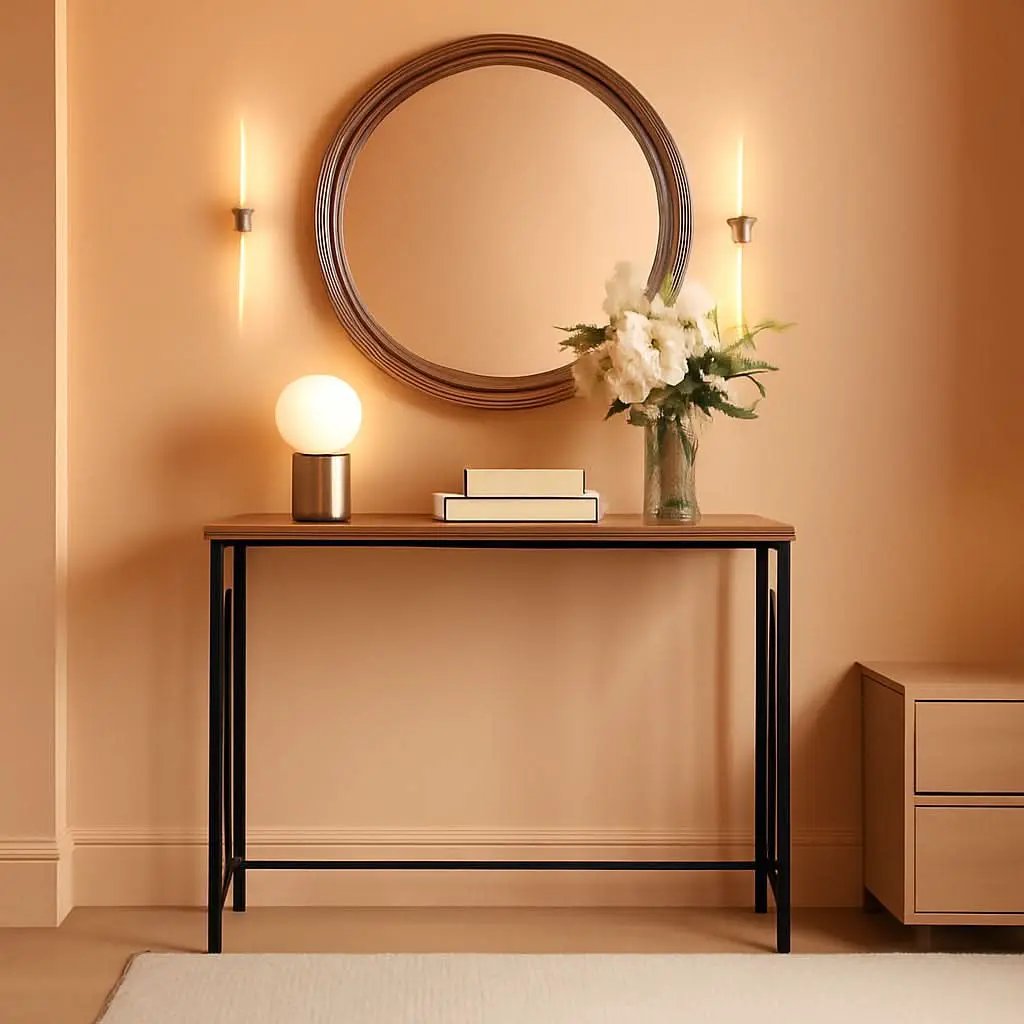 Rustic Brown Sofa Table With Power Outlet And USB Ports from PriceLows™