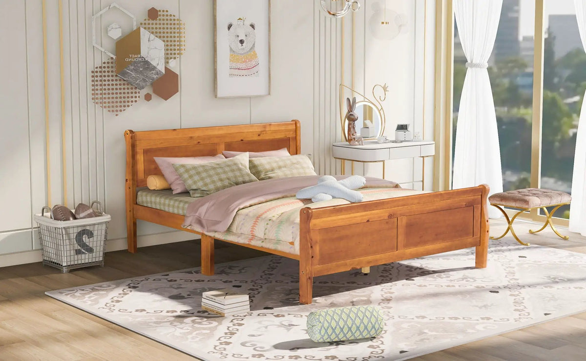 Wood Platform Bed Frame | Headboard Footboard | Wood Slat Support