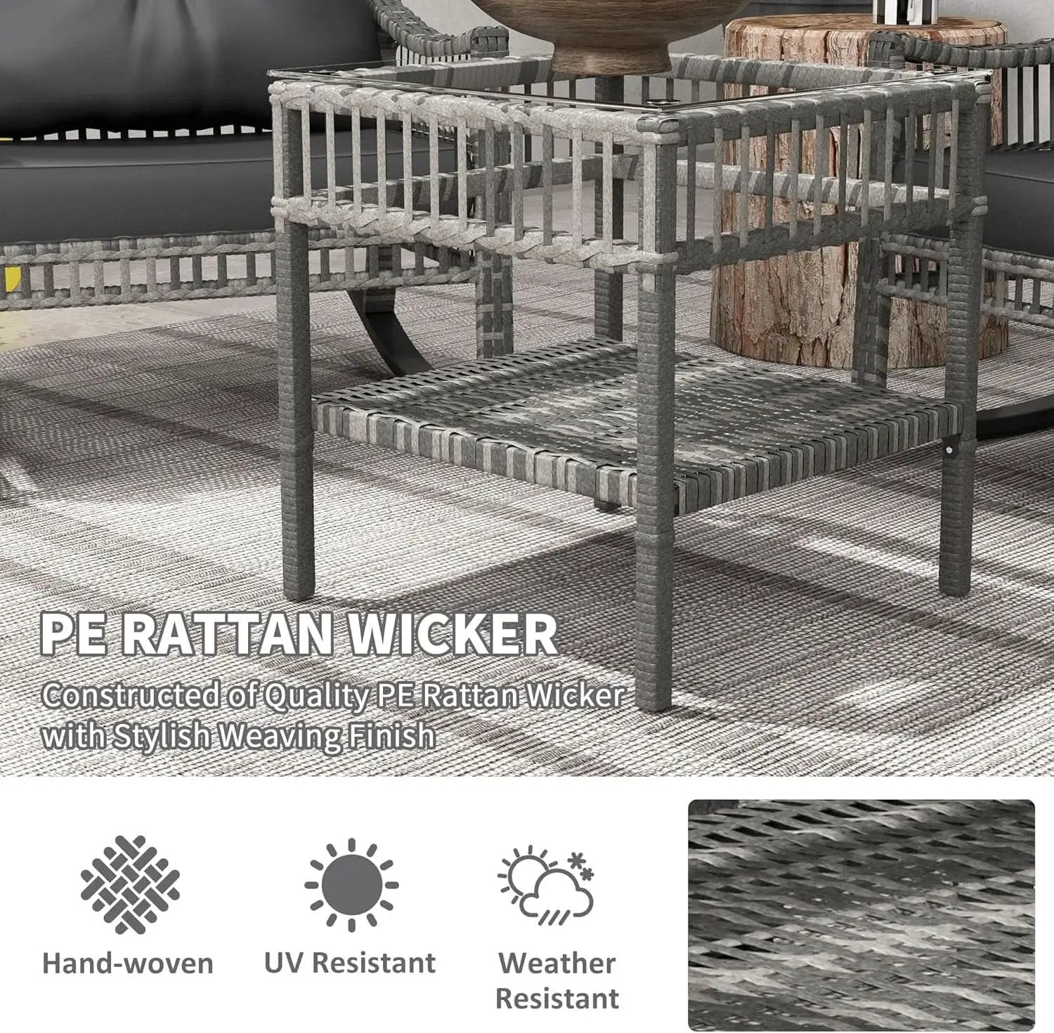 Wicker Outdoor Rocking Chair Set with Storage Table from PriceLows™