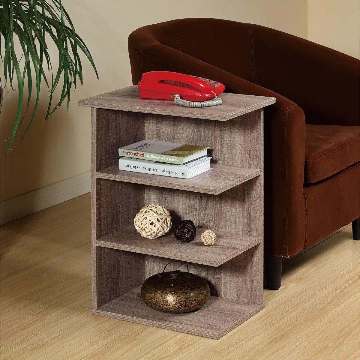 Chairside End Table With Magazine Rack | 24 Inch | Rustic Gray