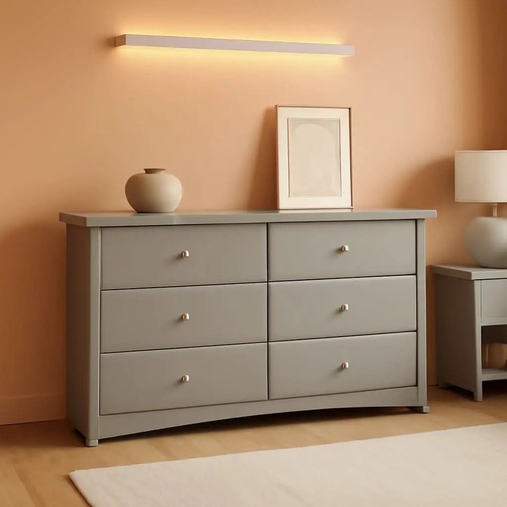 Crescent 6 Drawer Dresser Pebble Gray Nursery Organizer from PriceLows™