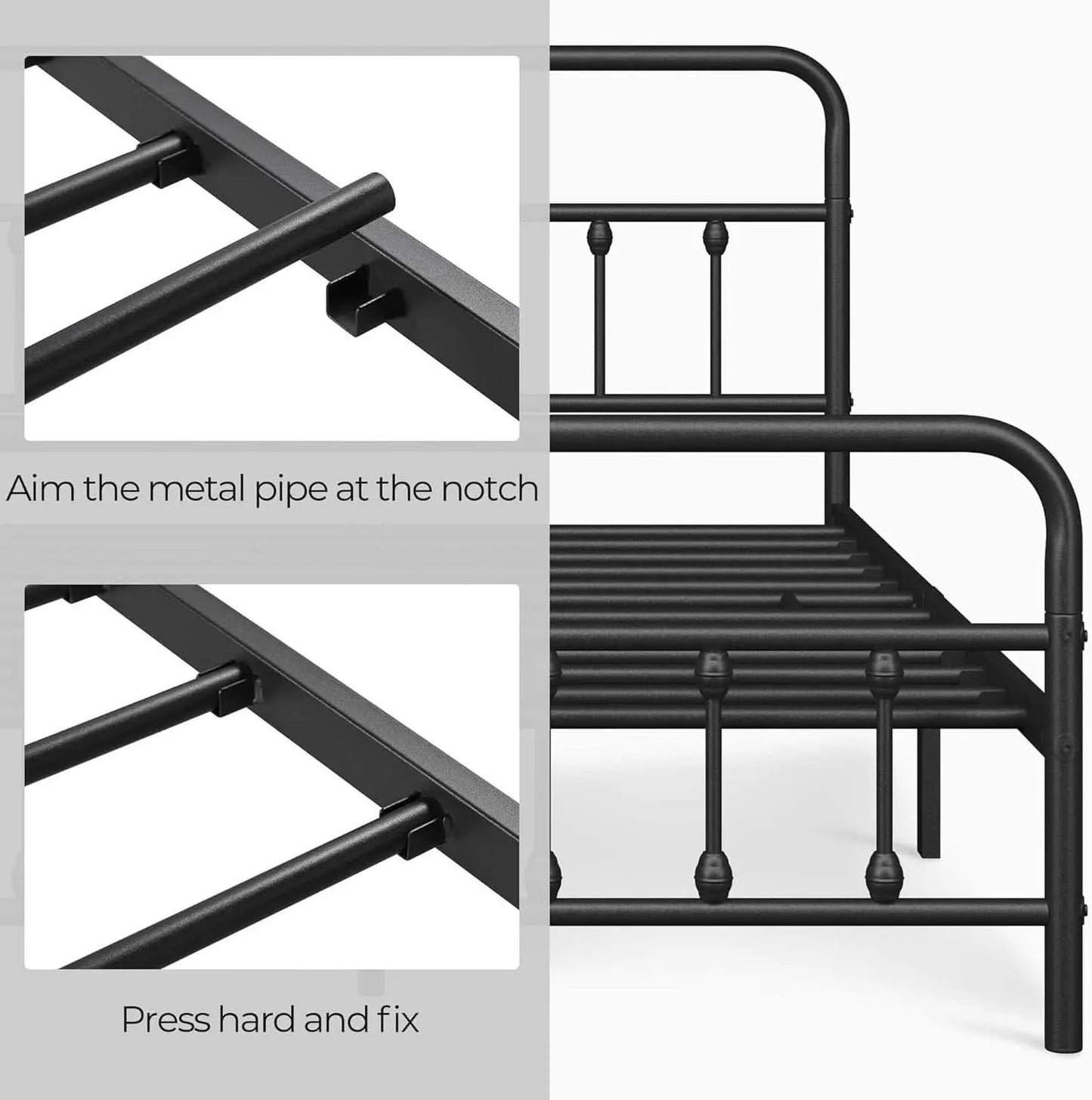 Queen Size Metal Platform Bed Frame With Storage Black from PriceLows™