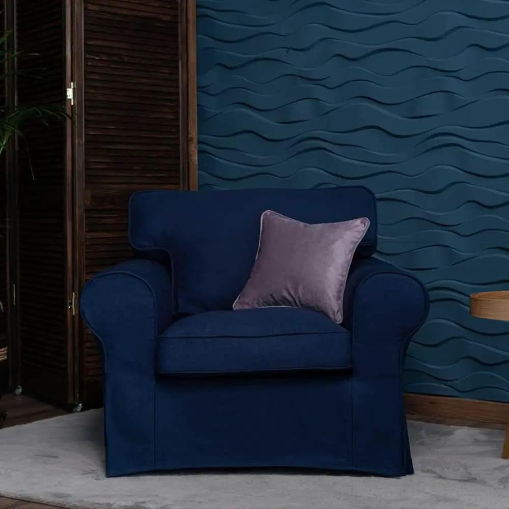 Ektorp Armchair Slipcover Cotton Blue For Ikea Ektorp Chair from PriceLows™