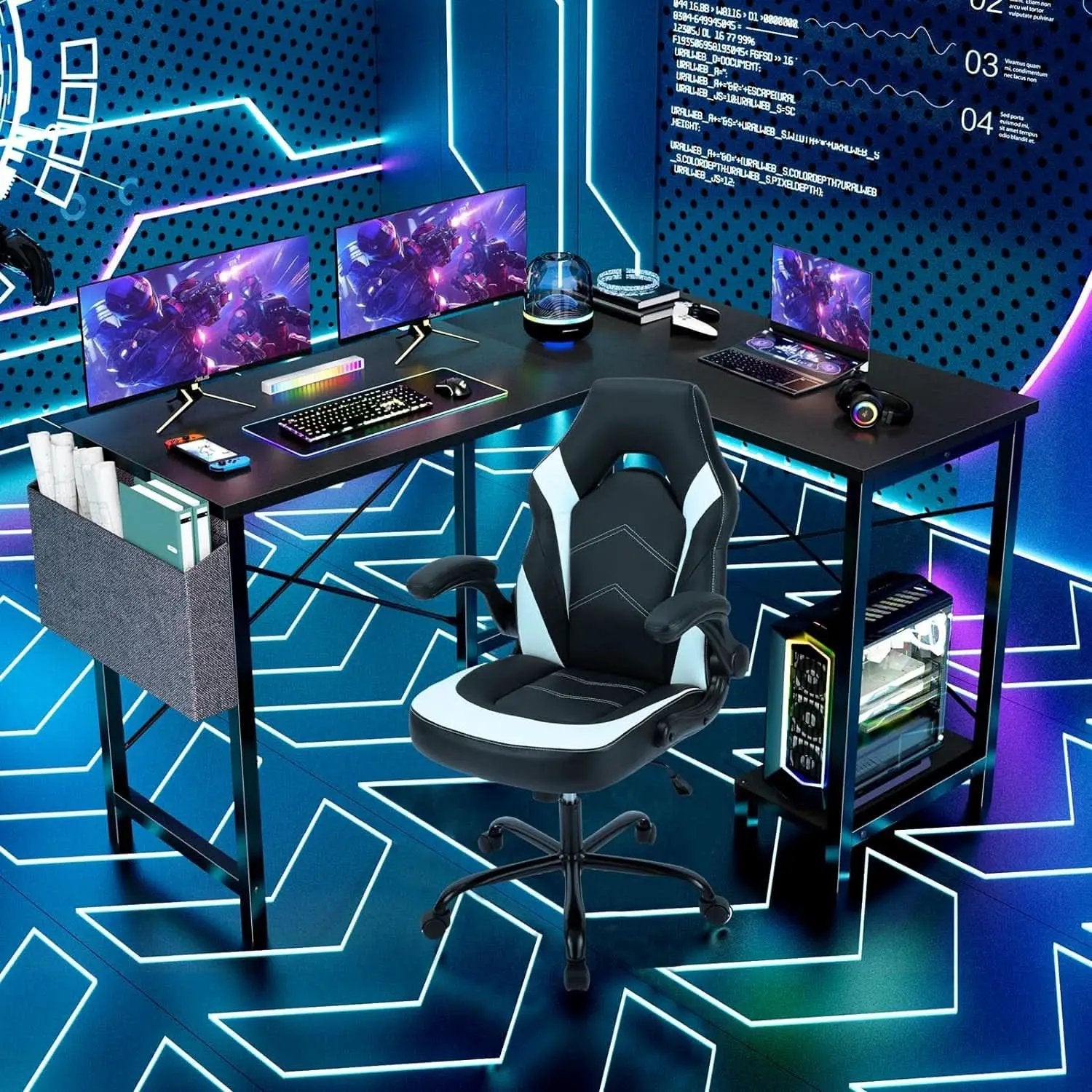 L Shaped Computer Desk 50 Inch Black Corner Home Office from PriceLows™