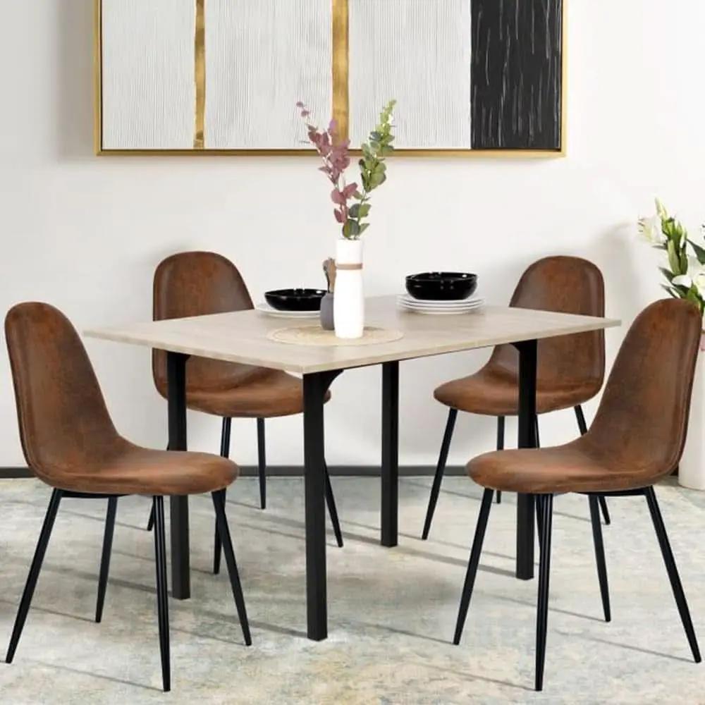 Mid Century Modern Upholstered Dining Chairs, Brown from PriceLows™