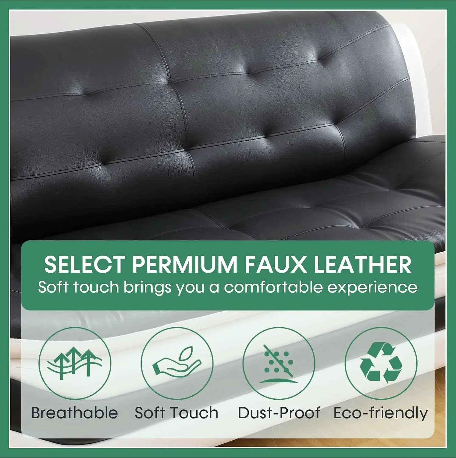 Leather Sofa Set 3 Piece Living Room Furniture In Black And White from PriceLows™