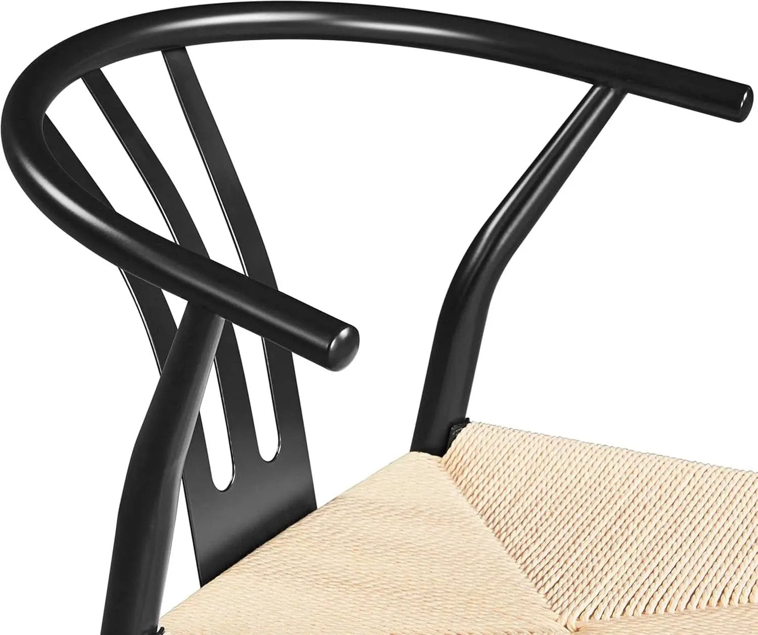 Black Rattan Weave Dining Chairs Set 2 Mid Century Modern from PriceLows™