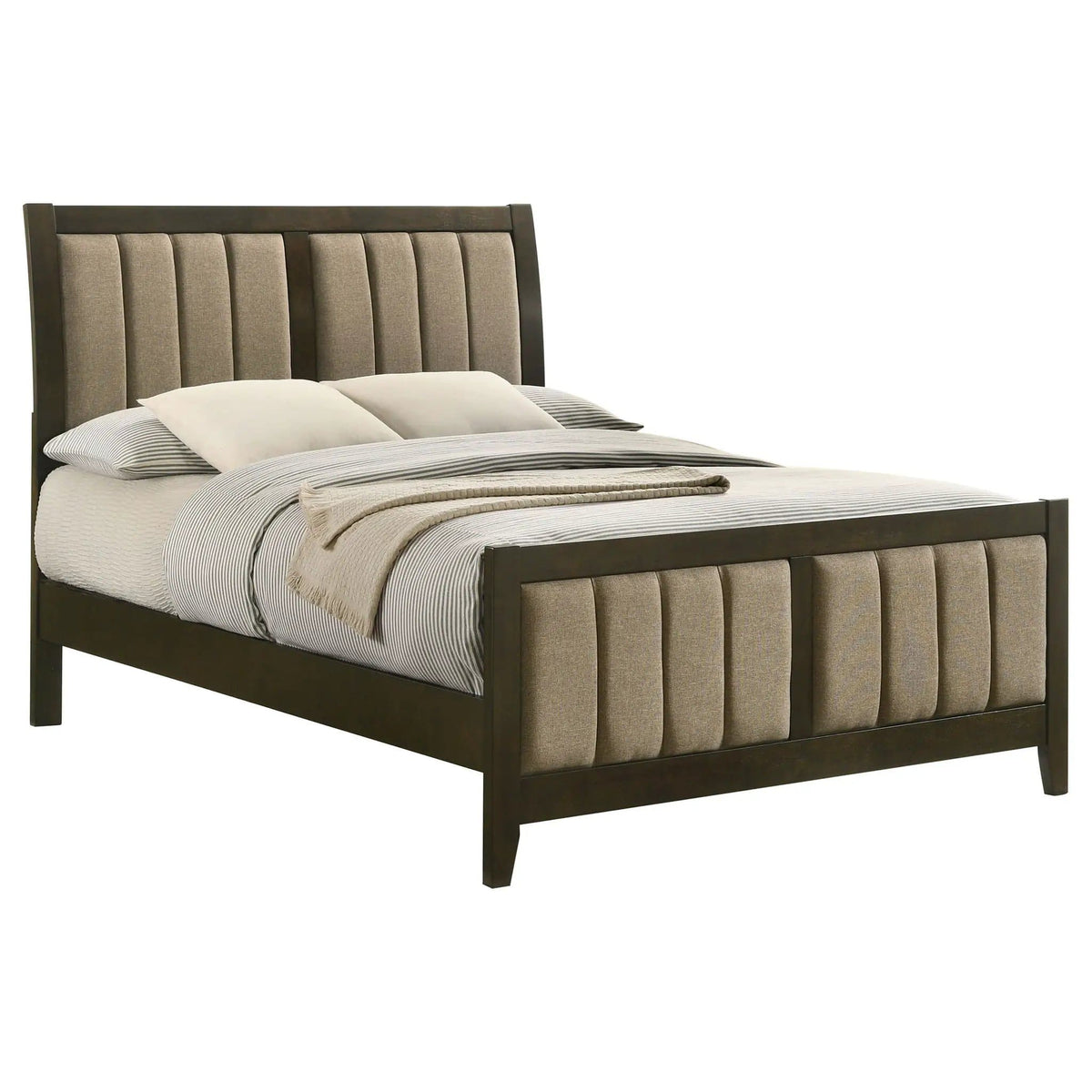 Wilkes 51-inch Upholstered Full Bed Dark Cocoa | 57 x 80 x 50.5 in | Fabric | Bedroom