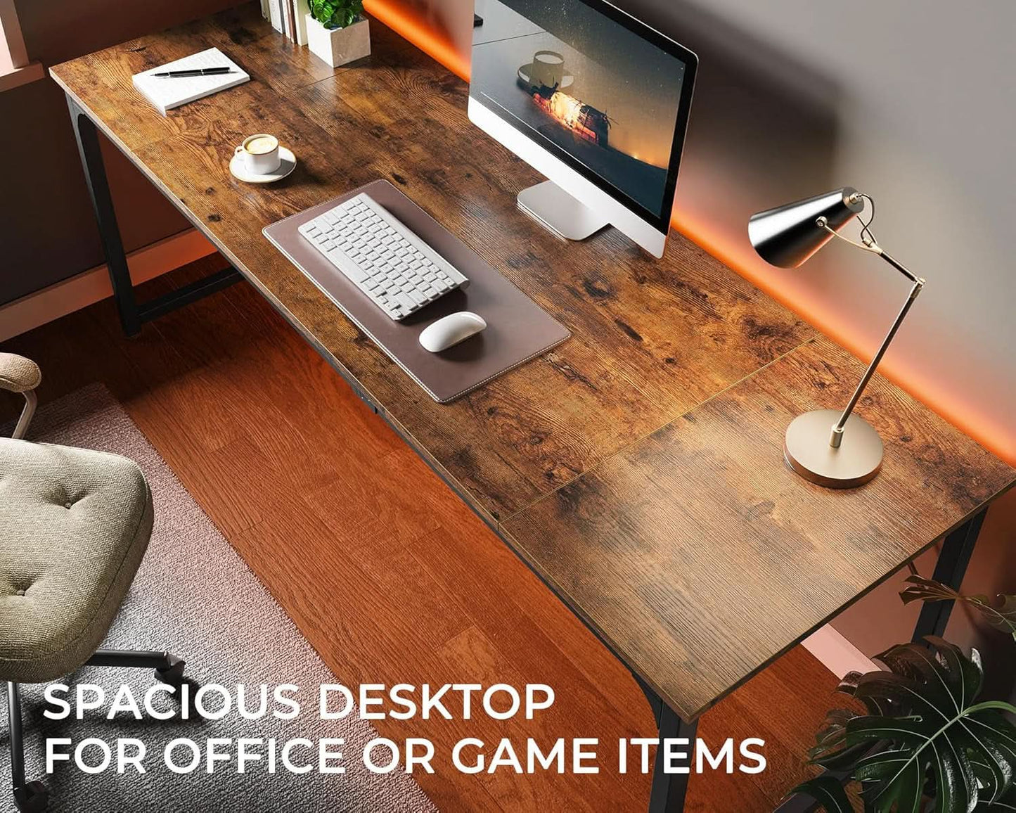 Rustic Brown 80 Inch Computer Desk For Home Office from PriceLows™