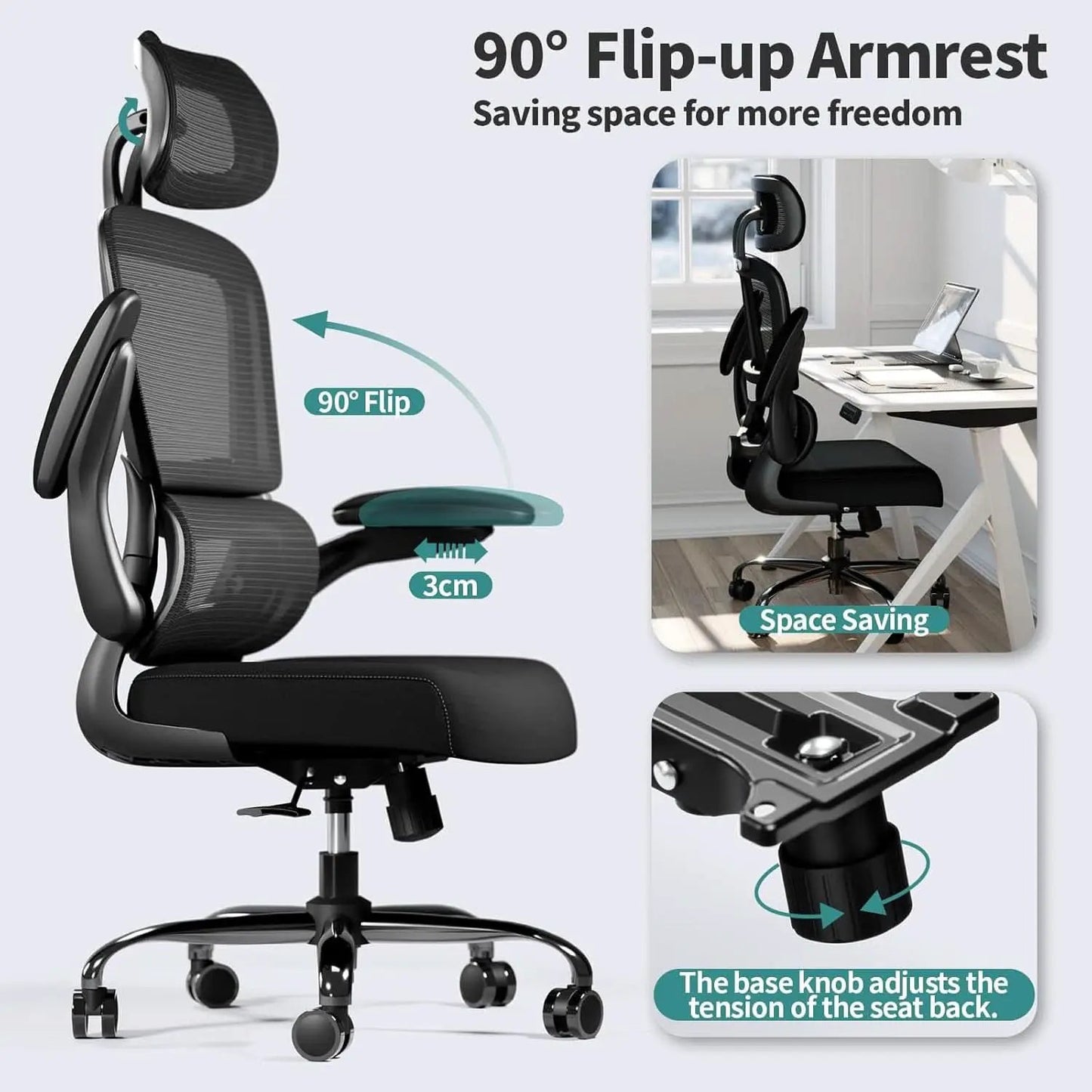 Ergonomic Black Office Chair High Back With Wheels from PriceLows™