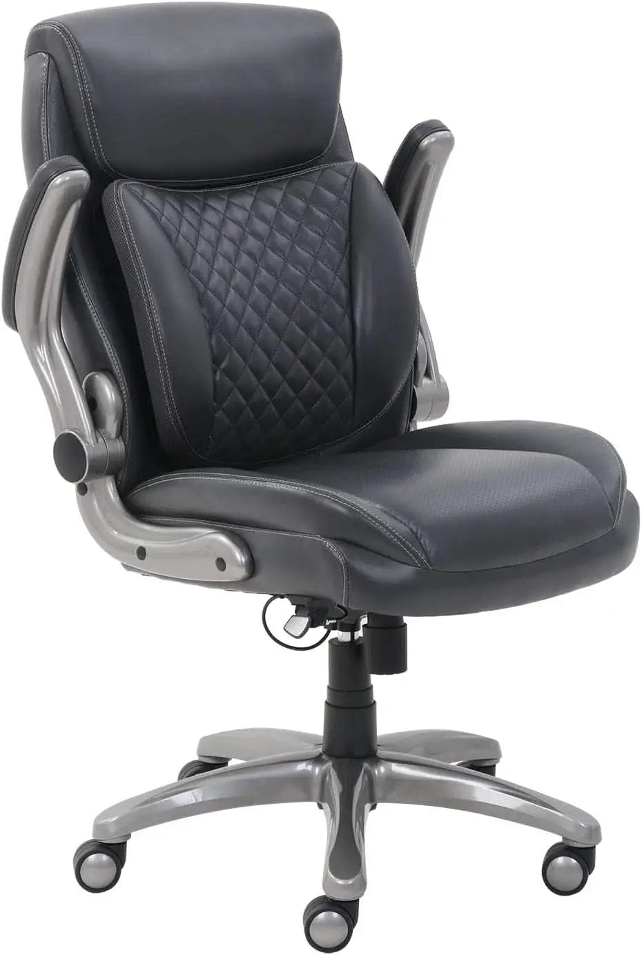 Ergonomic Grey Leather Desk Chair With Adjustable Height from PriceLows™