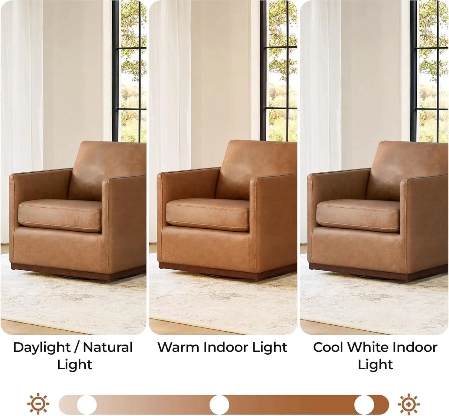 Genuine Leather Swivel Accent Chair Fully Assembled from PriceLows™