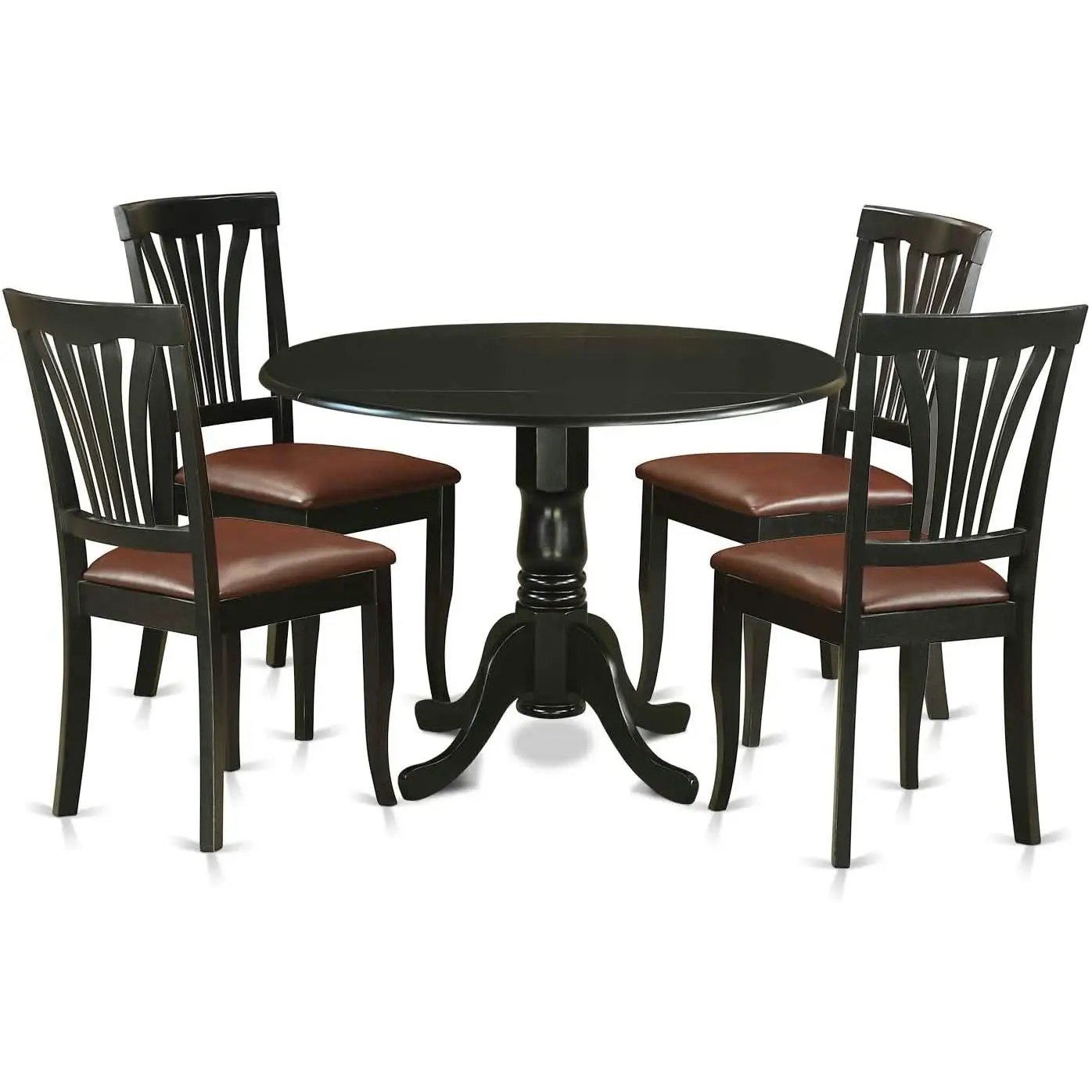 5 Piece Drop Leaf Dining Table Set Black Faux Leather from PriceLows™