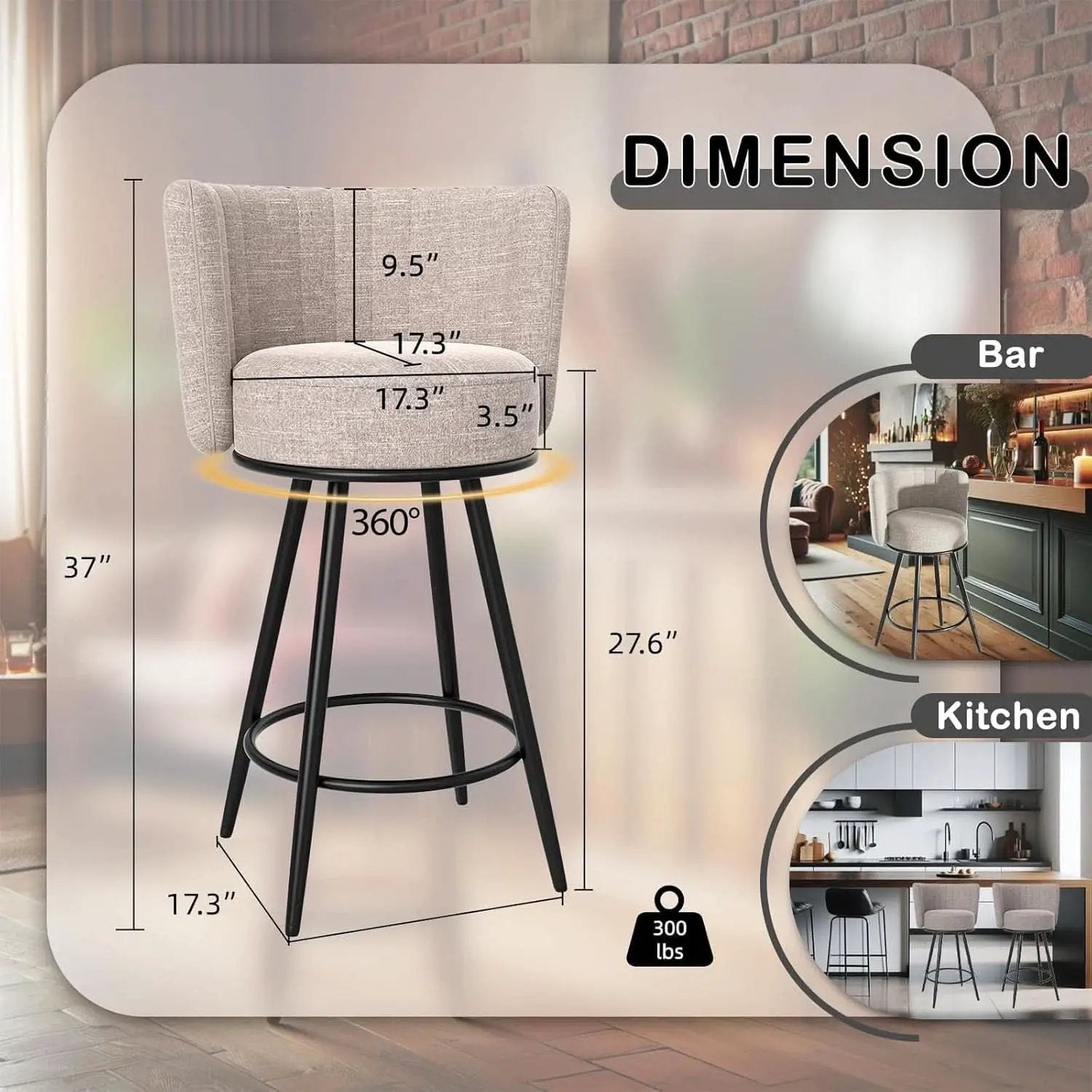 Stylish Swivel Bar Stools Set of Two Beige from PriceLows™