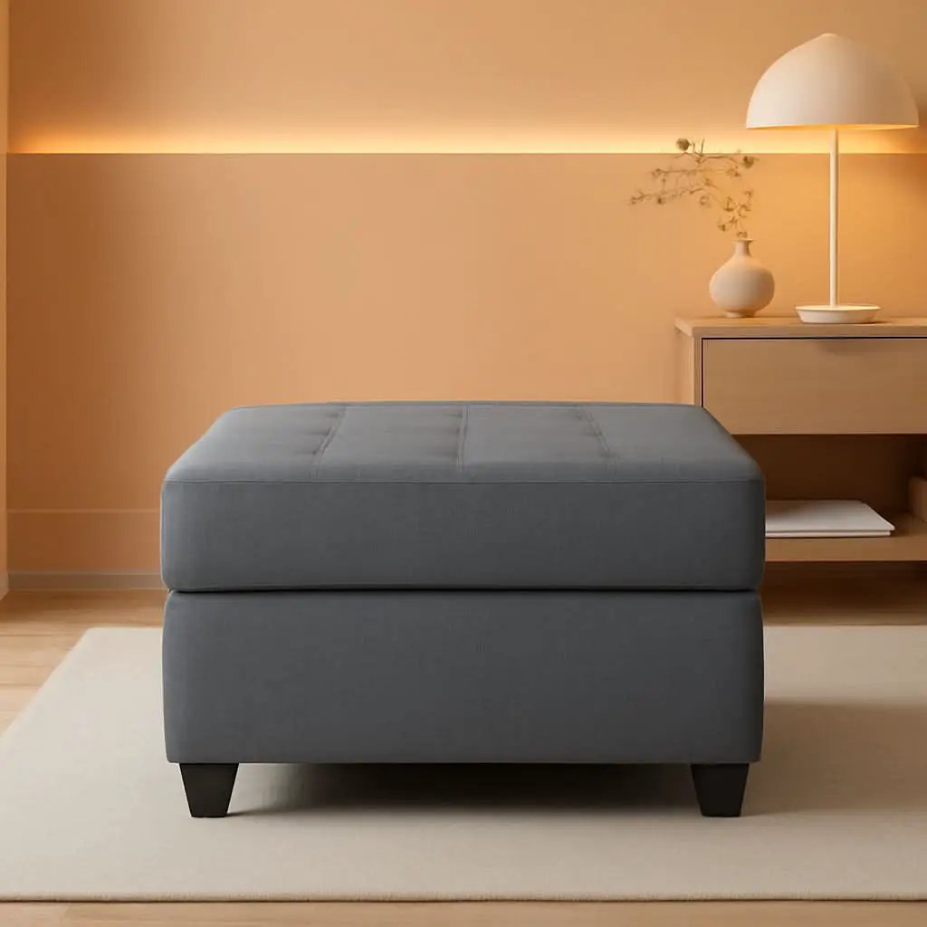 Dark Gray Upholstered Ottoman With Concealed Storage from PriceLows™