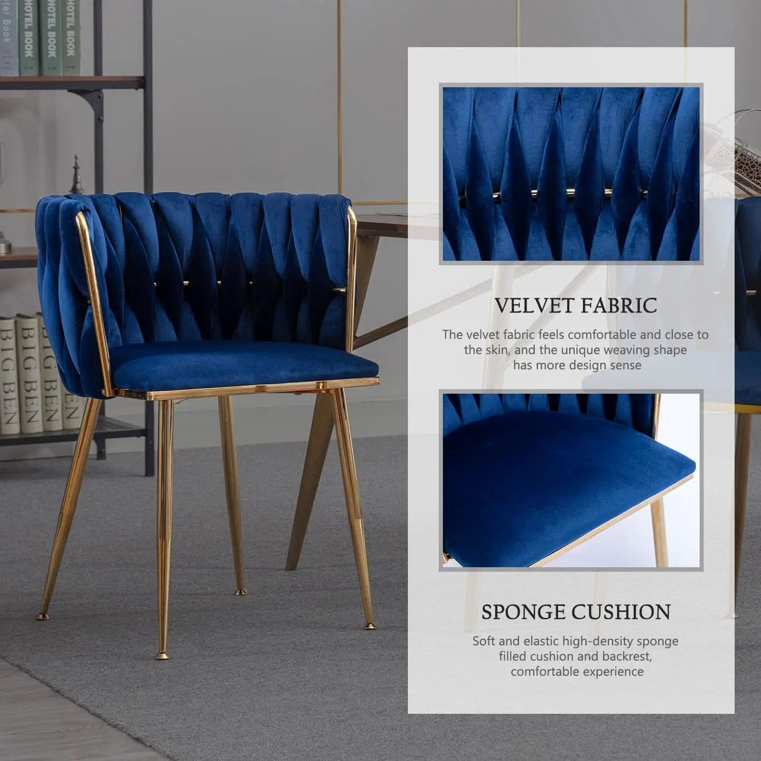 Blue Wingback Dining Chairs Set Of Four Modern Style from PriceLows™