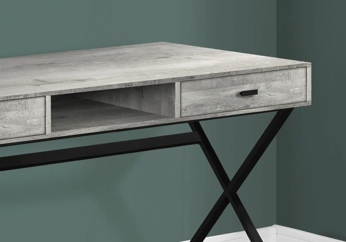 Glossy Contemporary Computer Desk | Thick Panel Tabletop | Storage Drawers | 29.25 Inch Height