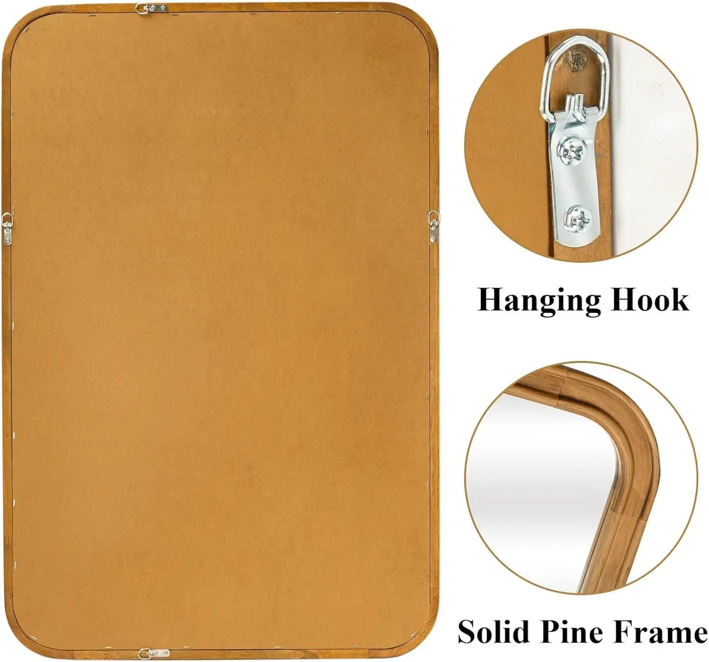 Wood Framed Bathroom Mirror 24x36 Inch Wall Mounted from PriceLows™