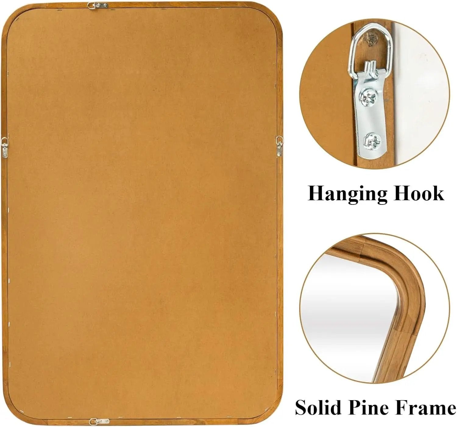 Wood Framed Bathroom Mirror 24x36 Inch Wall Mounted from PriceLows™