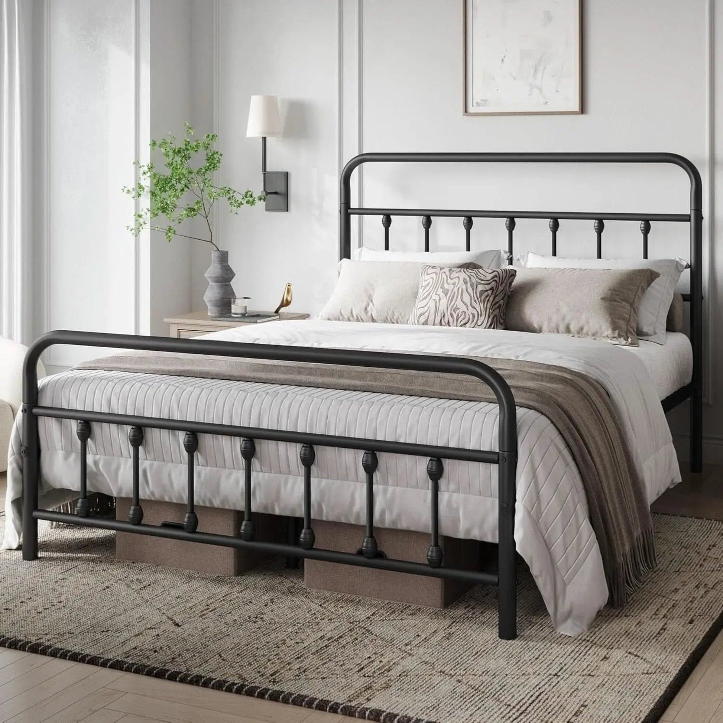 Queen Size Metal Platform Bed Frame With Storage Black from PriceLows™