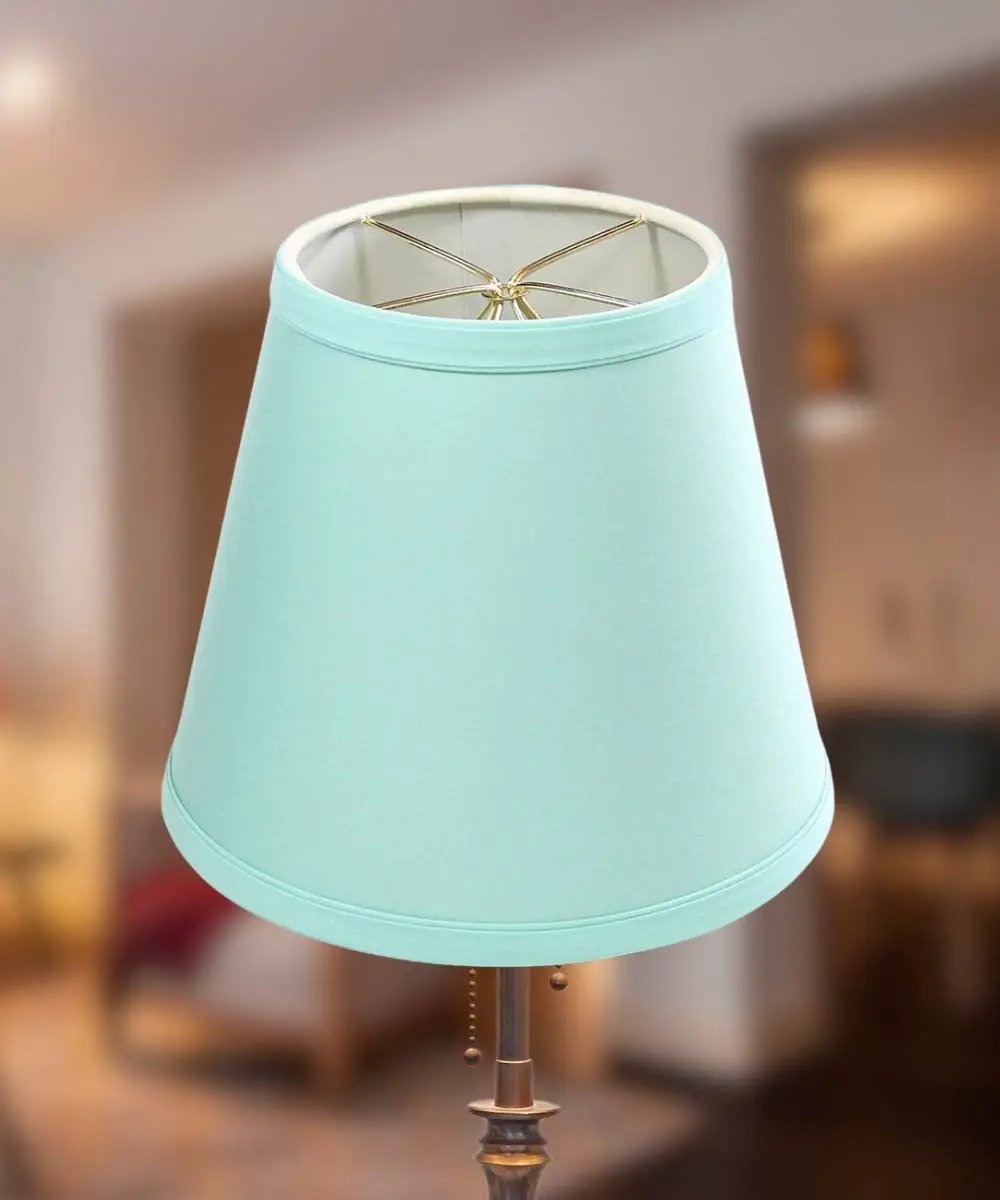 Lamp Shade | Clip On Empire Style | Pure Linen Fabric | 8X7 Inch Aqua Blue