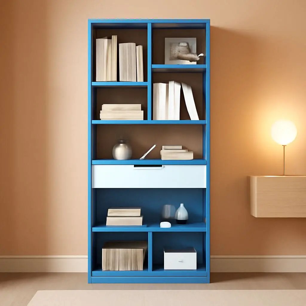 Bright Blue Wooden Bookcase With Eight Cubes Scandinavian from PriceLows™