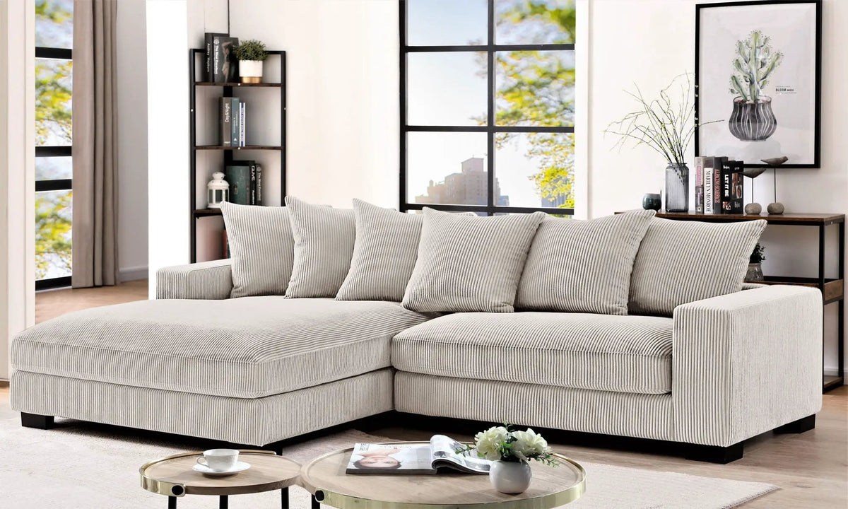 Luxe Oversized Sectional Sofa | 2 Piece L Shaped Couch | Chaise Included | Deep-Seated Design
