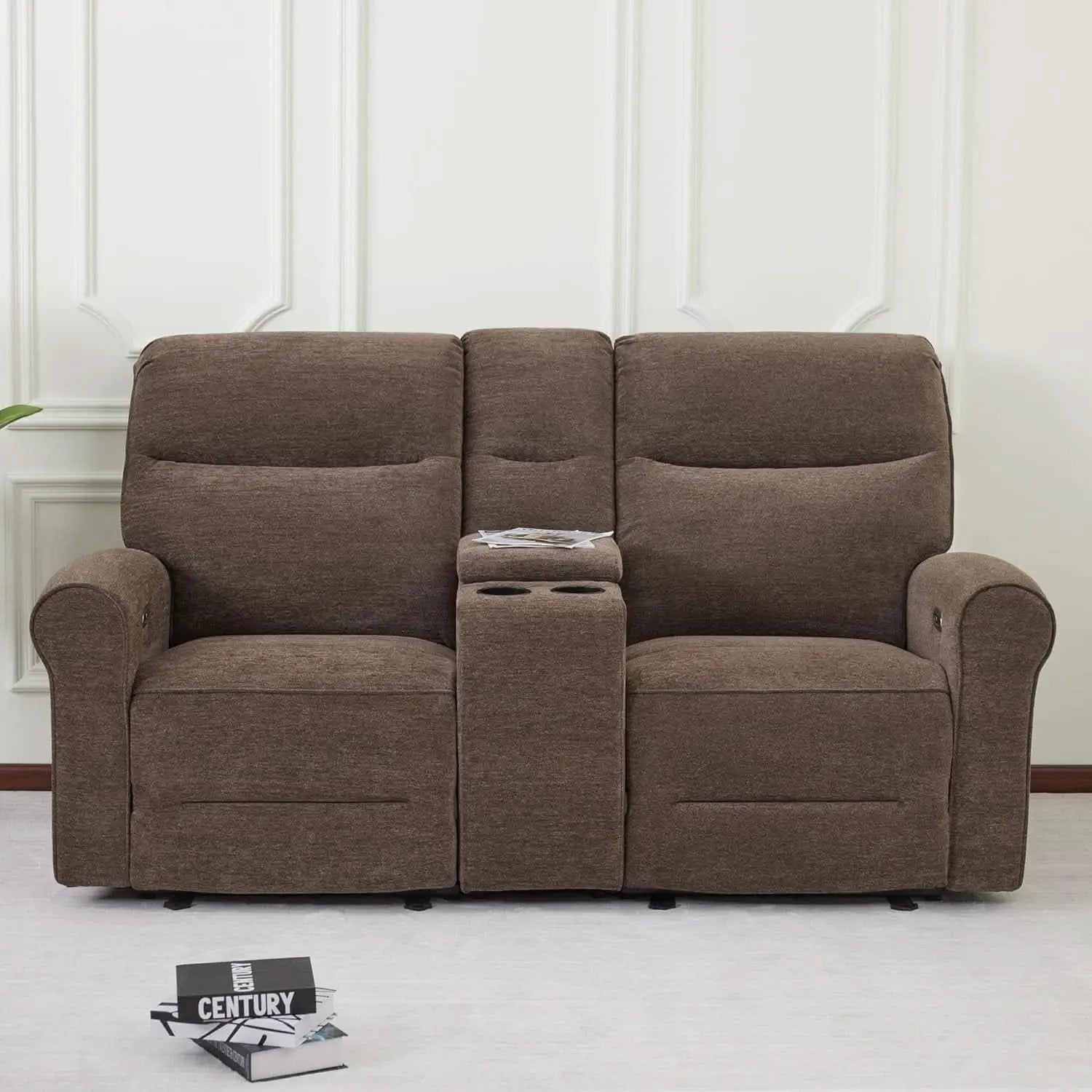 78 Inch Wall Hugger Power Loveseat USB Ports Dark Brown from PriceLows™