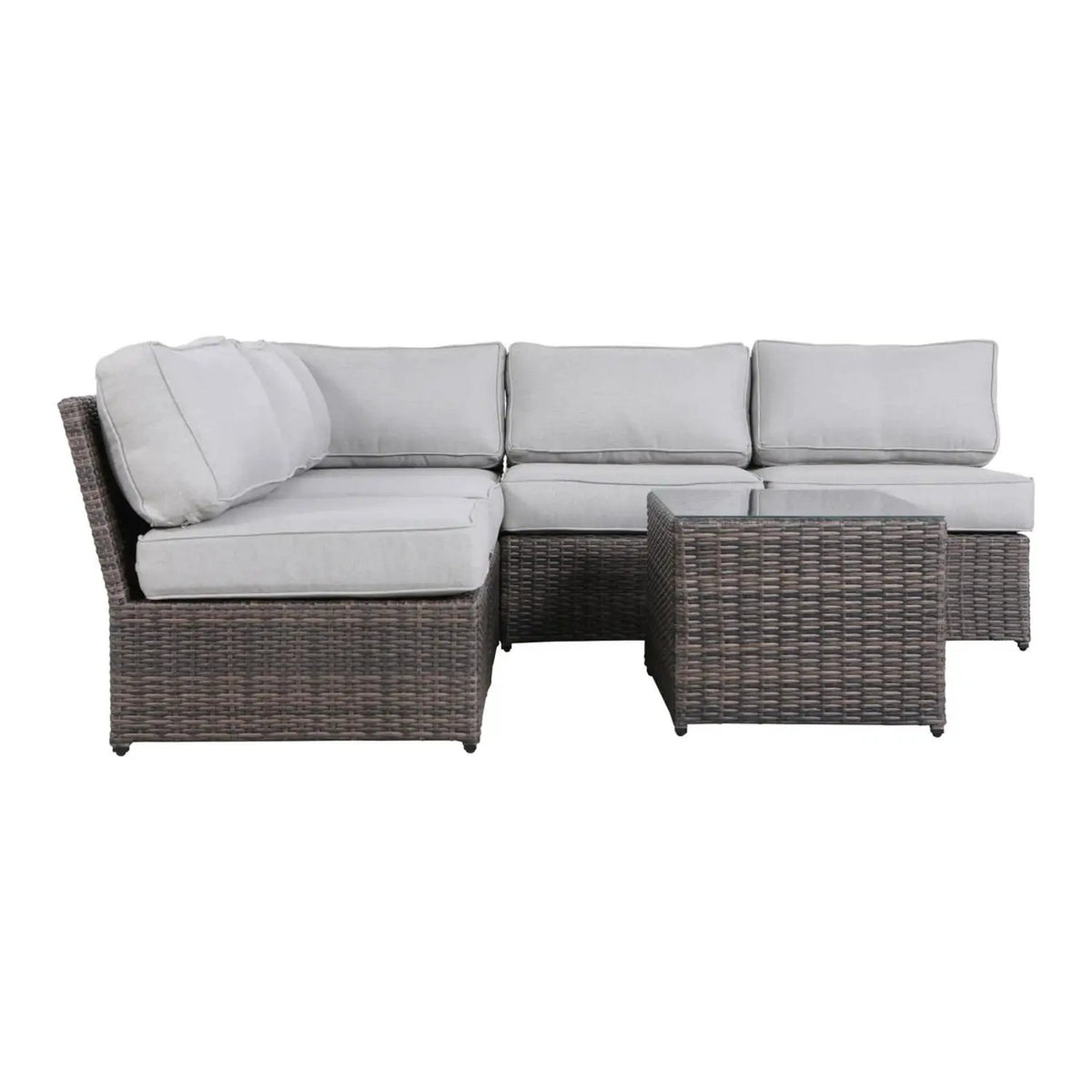 Outdoor Rattan Sectional Set | Half-Round HDPE Wicker | Rustproof Aluminum Frame | Fully Assembled