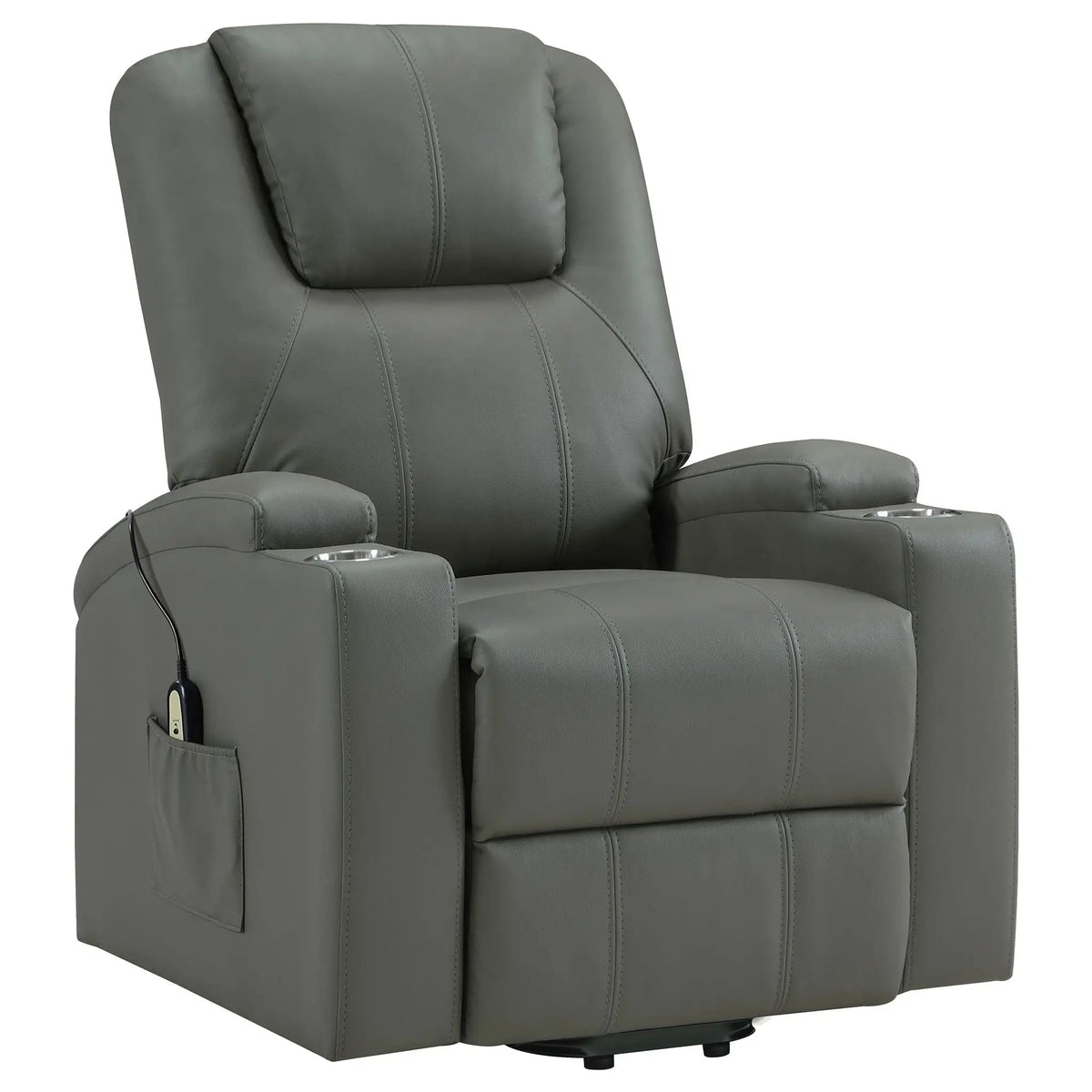 Macklin Power Lift Massage Recliner | Heat And Massage | Dual Cupholders | Smooth Upholstery
