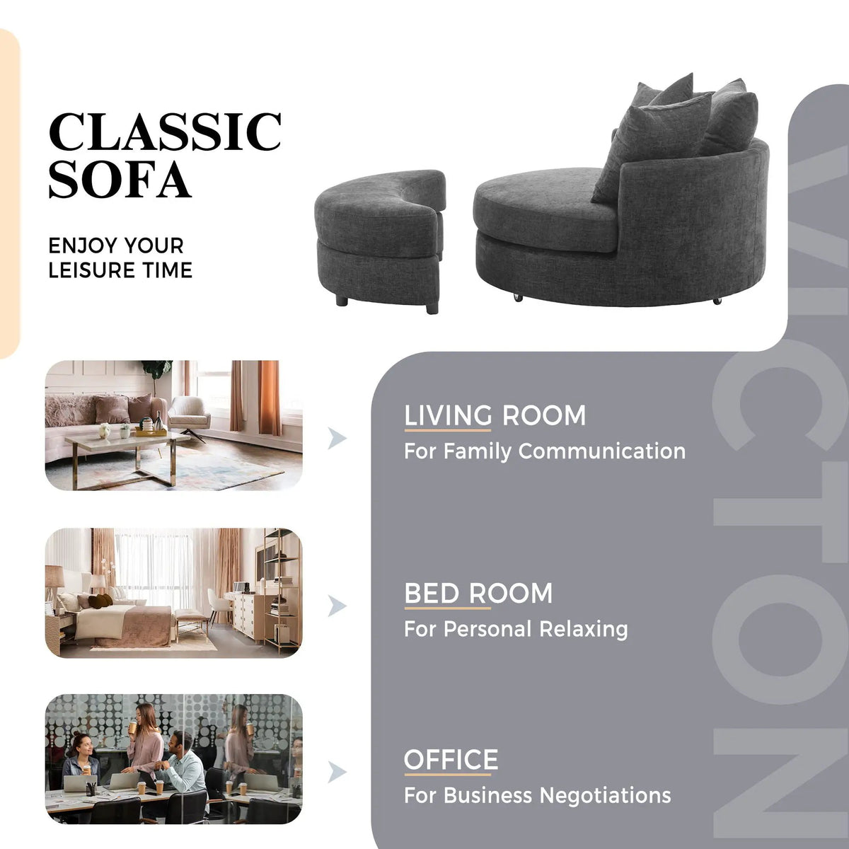 Swivel Accent Chair | 360 Degree Rotation | Ergonomic Padded Seat | Round Frame