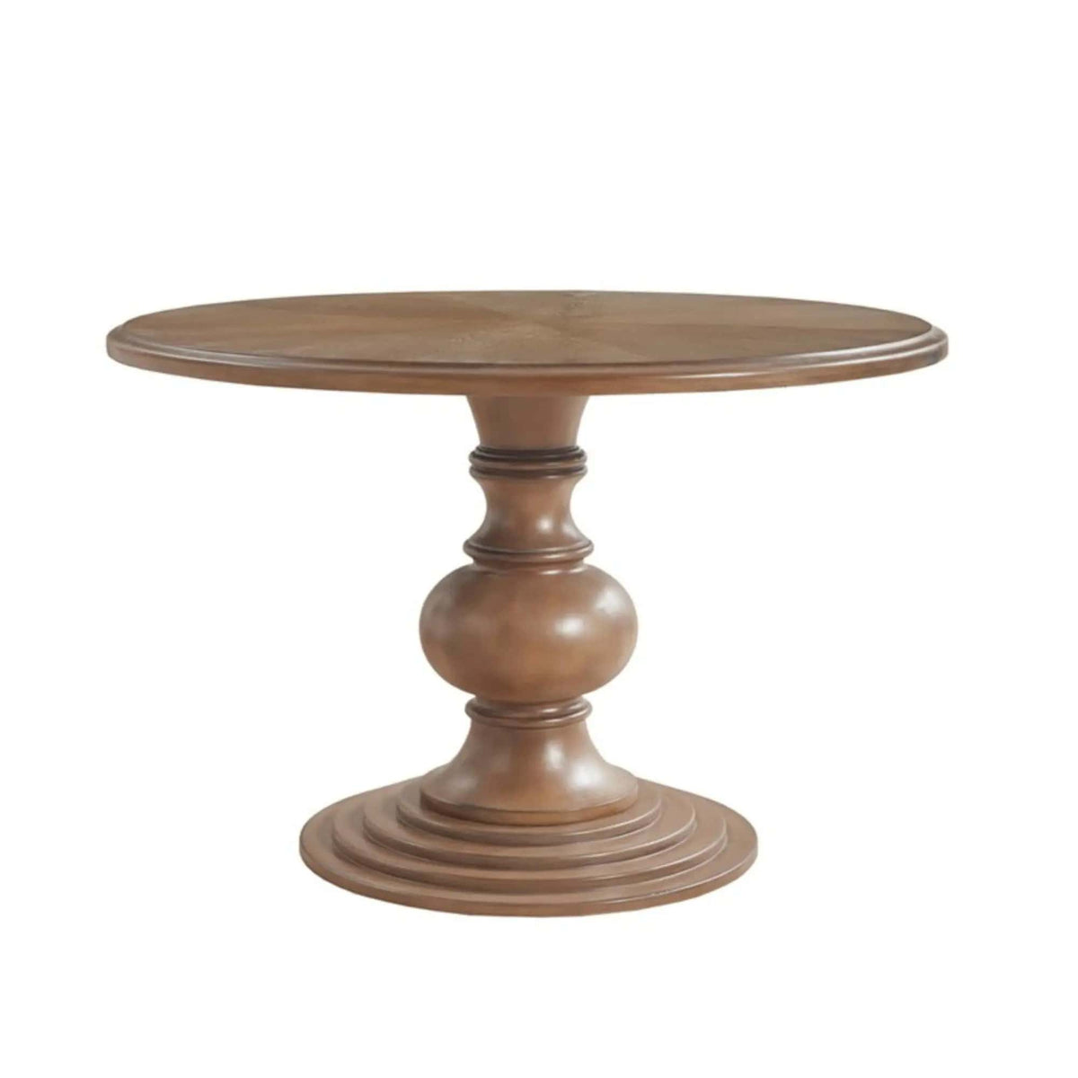 Round Pedestal Dining Table - | 46 x 46 x 30 in | Walnut & Veneer | Walnut
