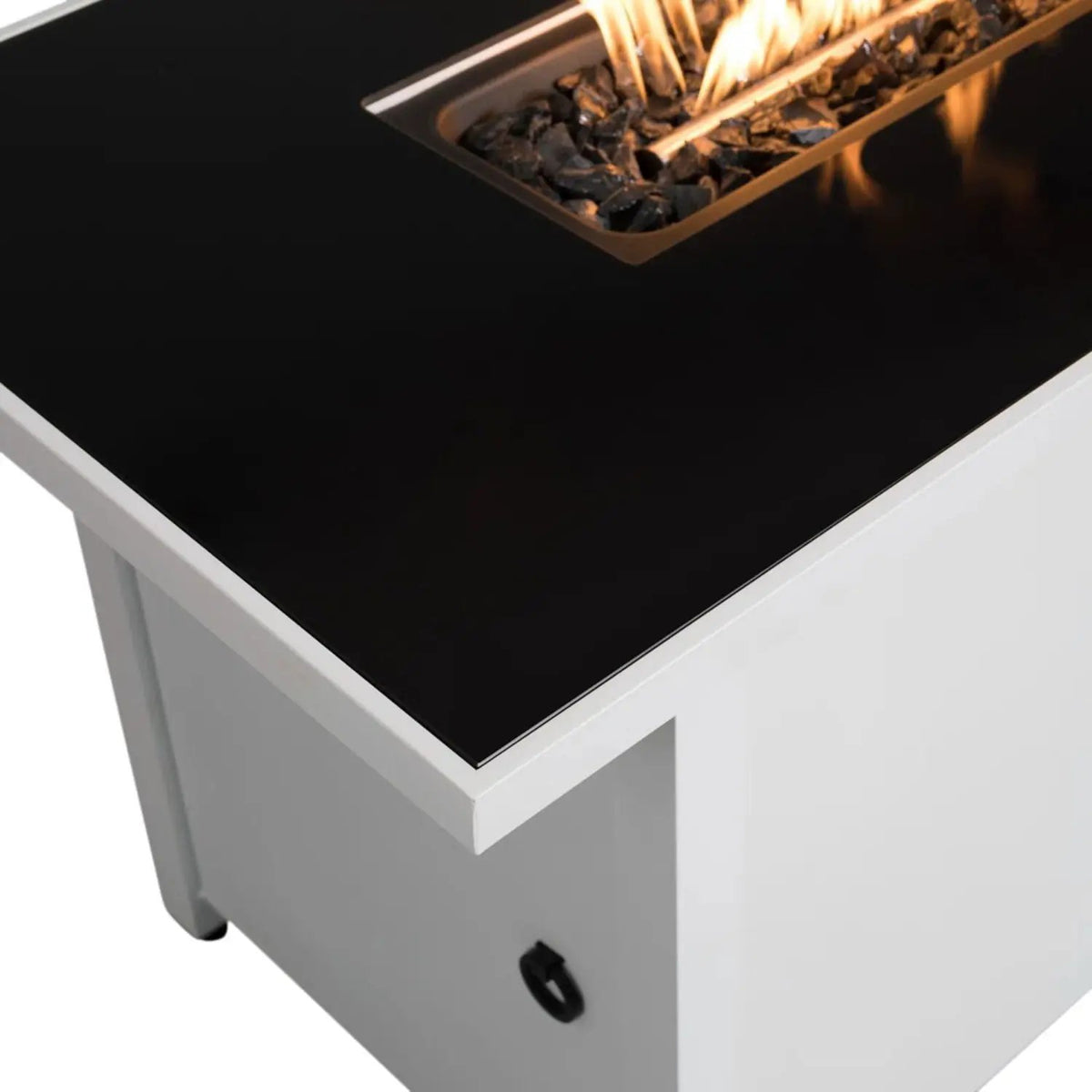 Outdoor Fire Pit Table | 43 Inch Rectangular | 50000 BTU | White