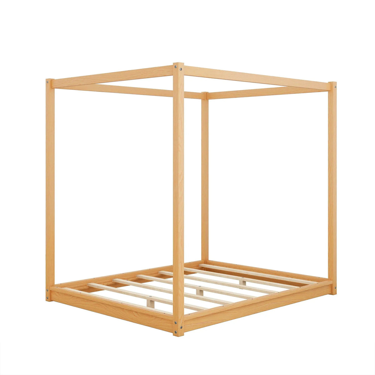 Canopy Platform Bed | Solid Pine Wood | Airflow Slats