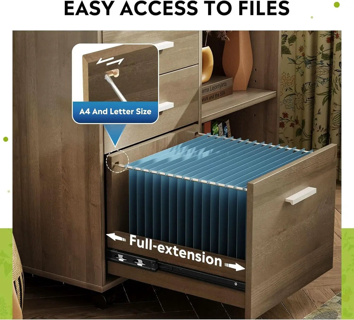 Three Drawer Mobile File Cabinet In Gray Oak With Open Shelves Printer Stand For Home Office from PriceLows™