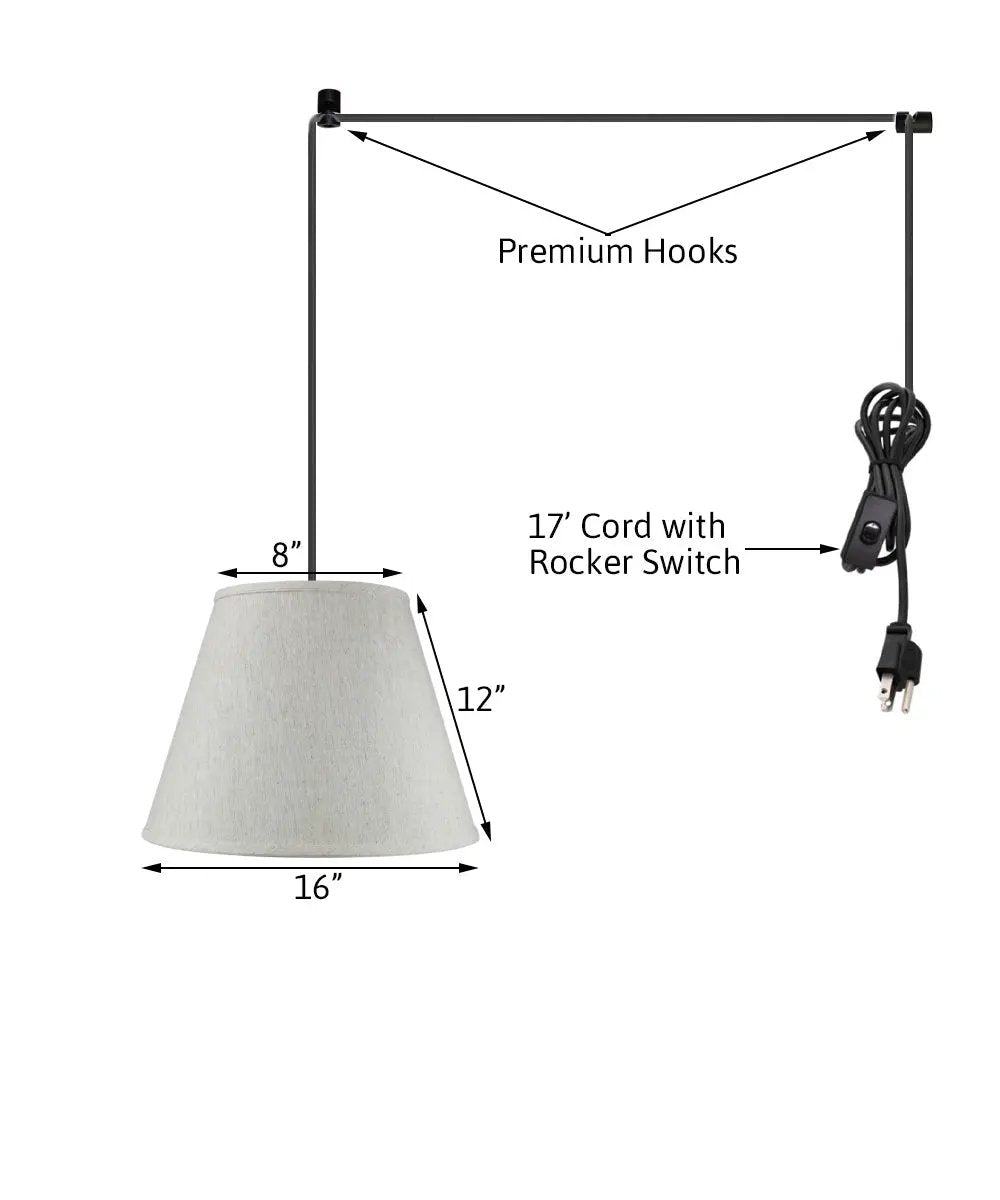 Swag Plug In Pendant | 1 Light | 16 Inch Wide | Textured Oatmeal Shade