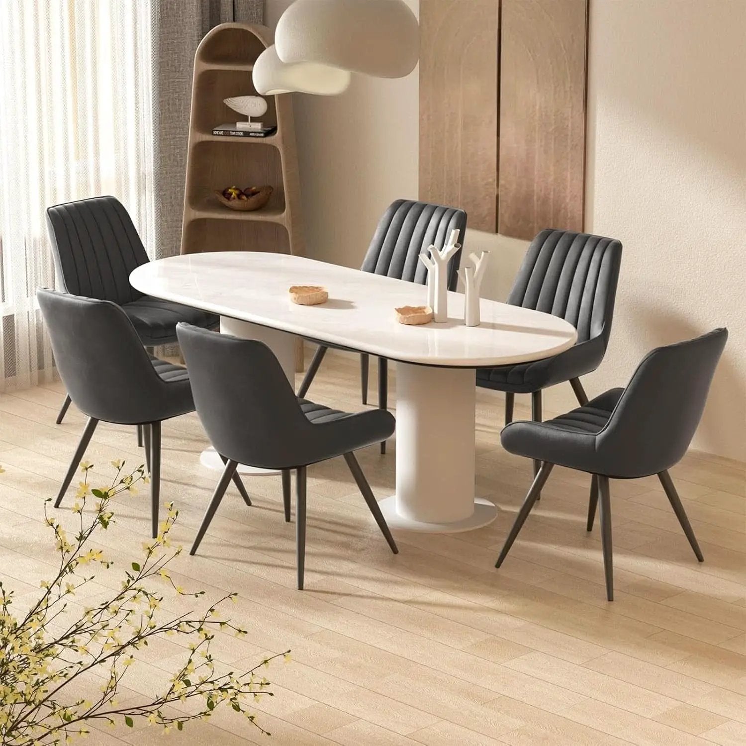 Black Modern Dining Chairs Set Of 4 With Thick Cushions from PriceLows™