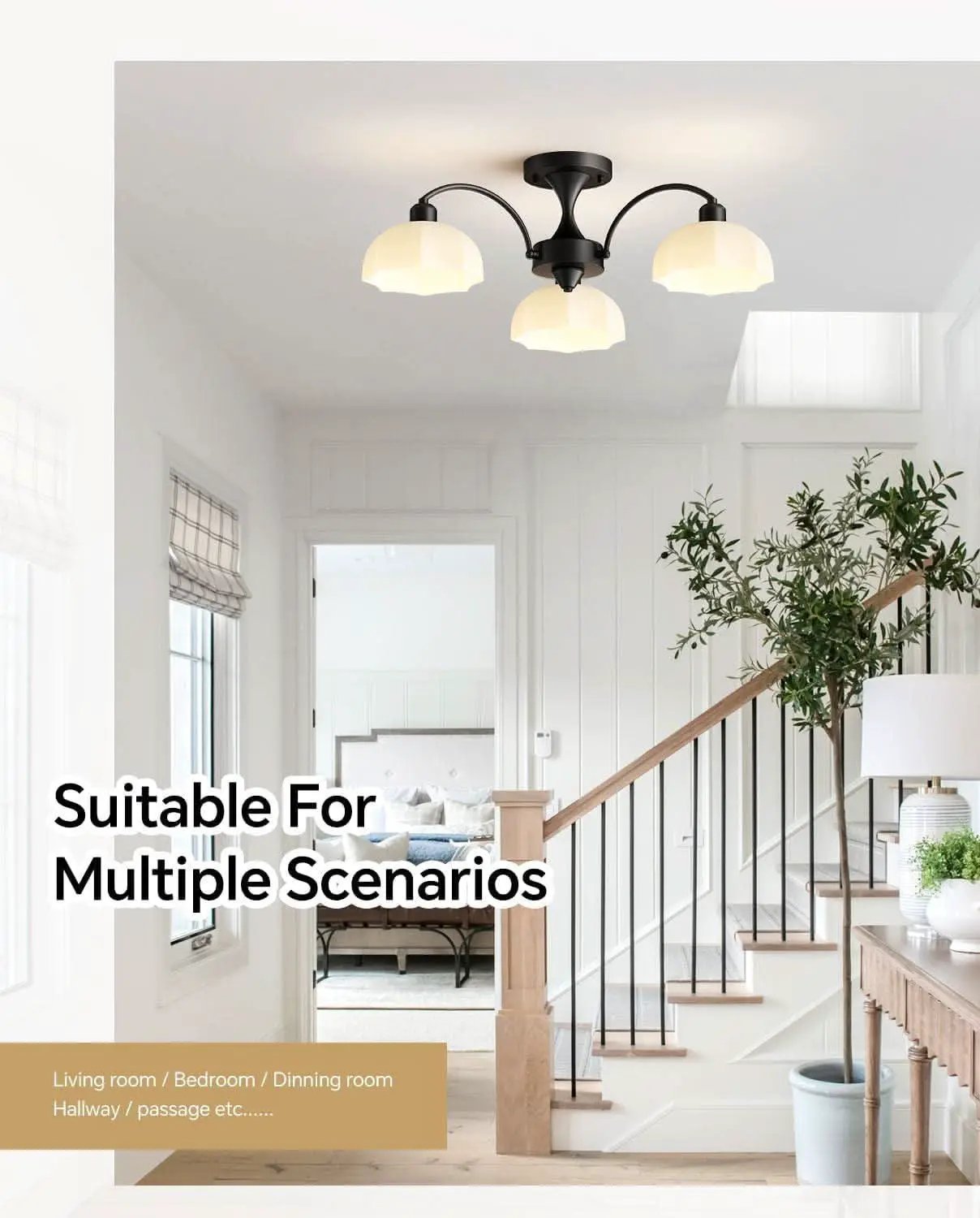 Milk Glass Sputnik Chandelier Adjustable Height Dimmable from PriceLows™