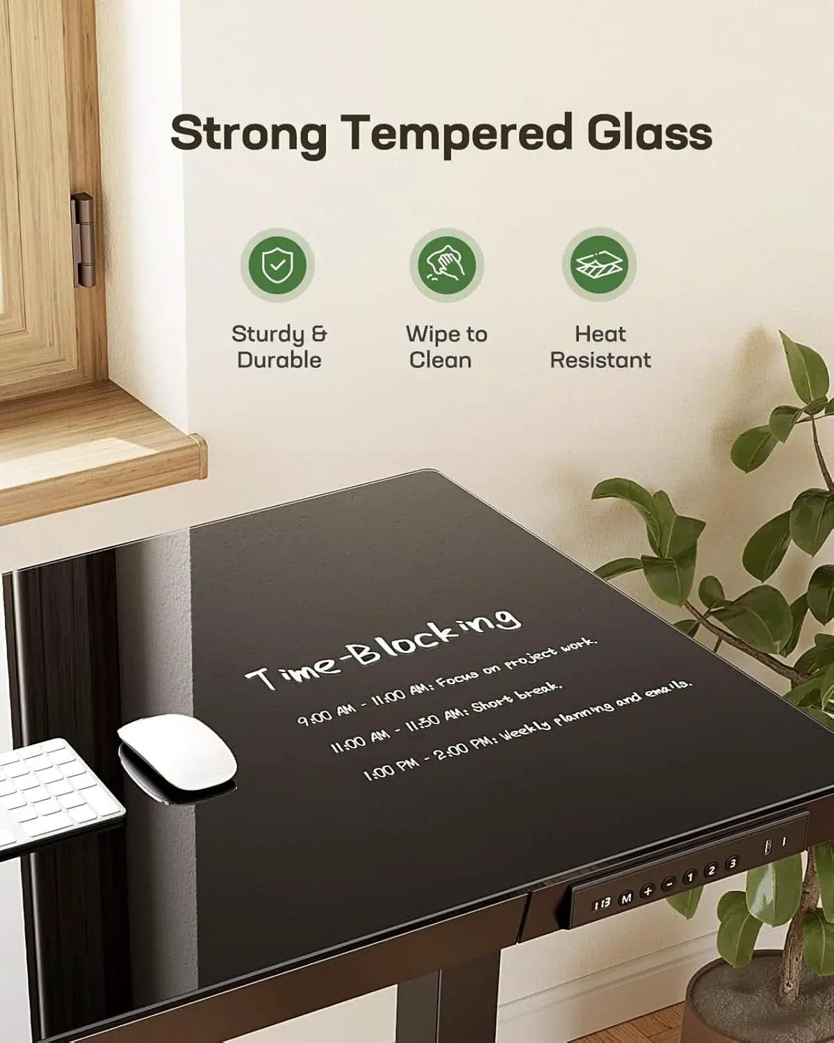 48 Inch Glass Electric Standing Desk With USB Charging from PriceLows™