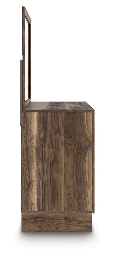 Chirason Dresser And Mirror | Dresser & Mirror | Engineered Wood & Walnut | Brown