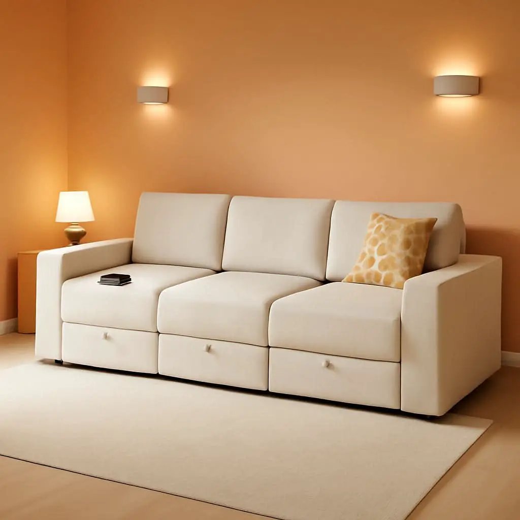 105Inch UShaped SectionalSofa With Pullout Bed Beige from PriceLows™