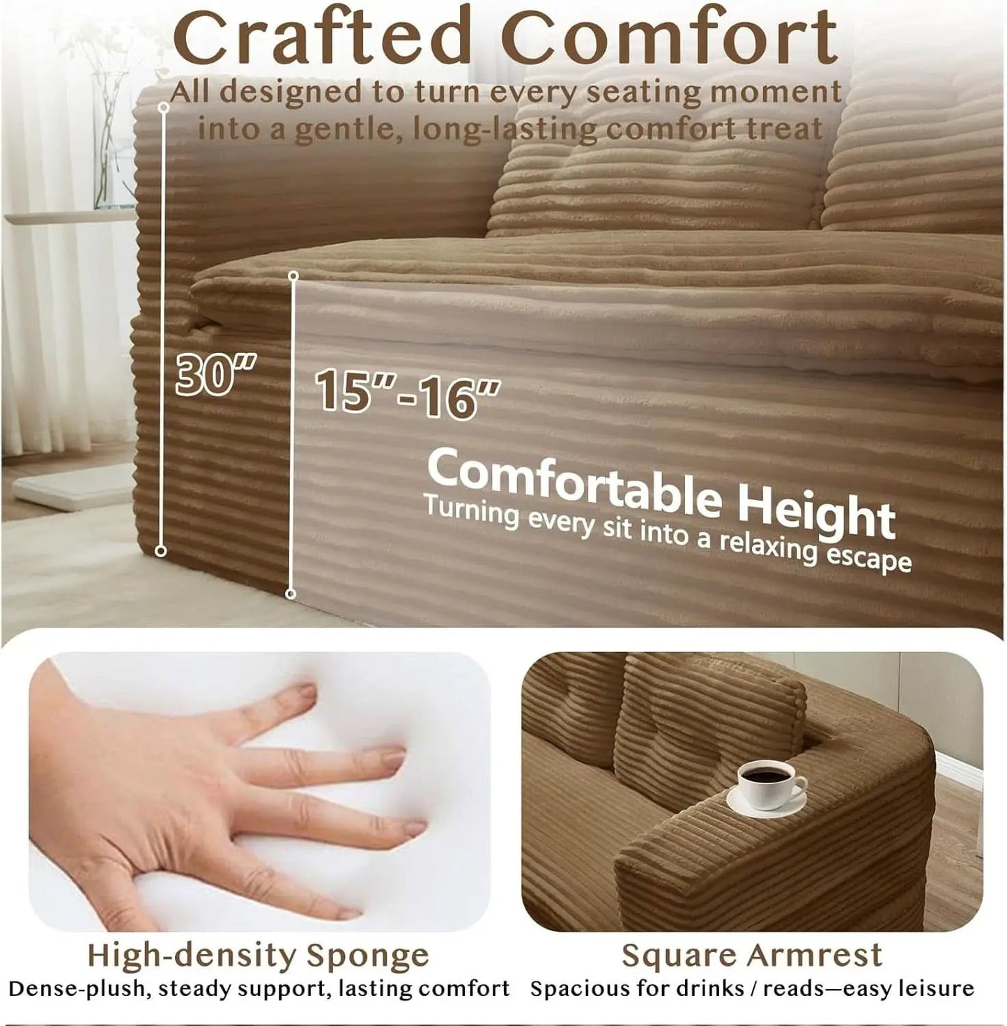 Camel King Size Corduroy Futon Pro Lux Sofa Bed Chaise Lux from PriceLows™