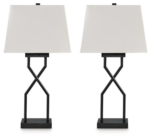 Brookthrone Metal Table Lamp (Set of 2) | 15 x 9 x 28.25 in | Fabric & Metal | Black
