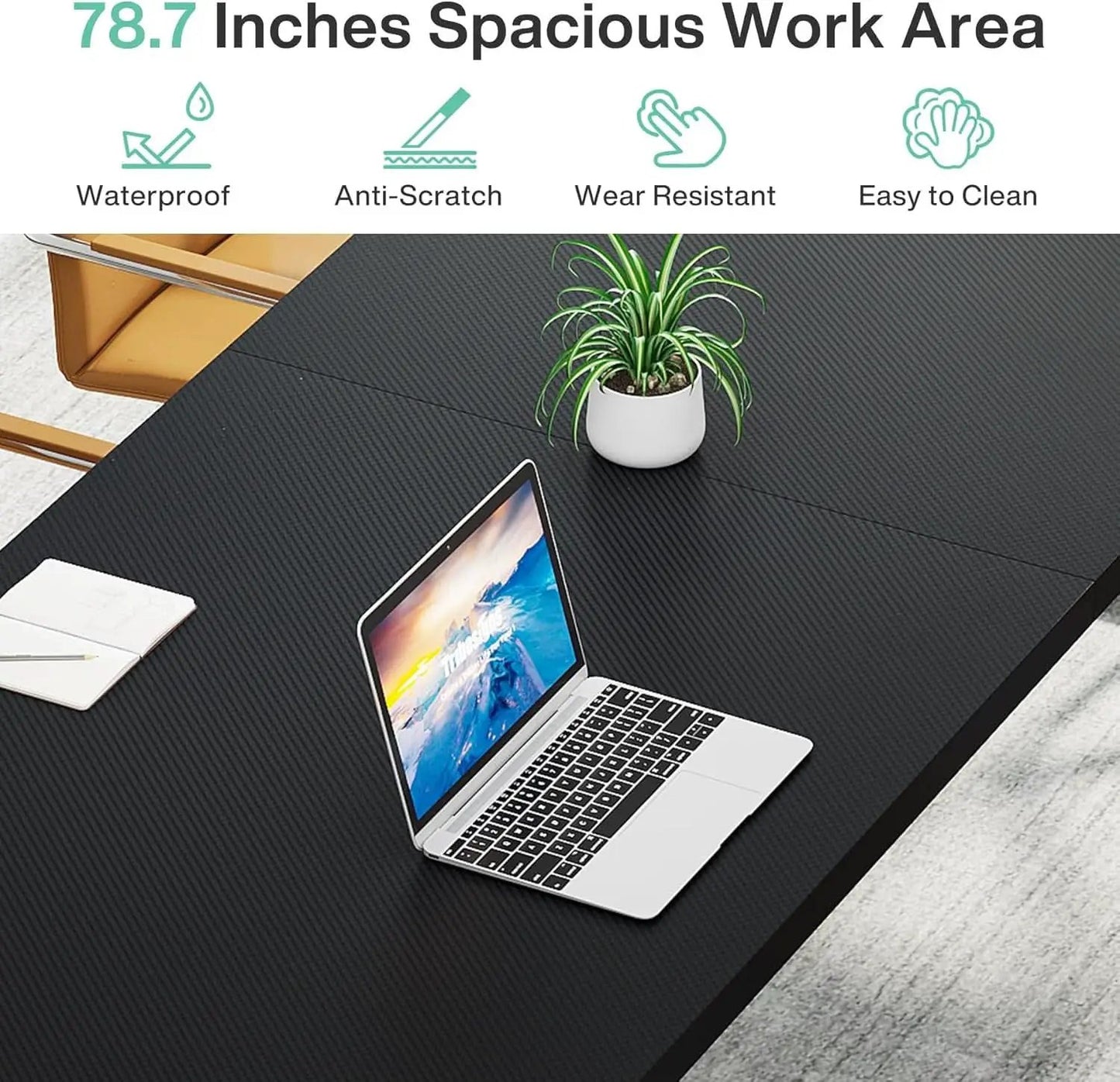 78.7 Inch Black Executive Desk Home Office Computer Desk from PriceLows™
