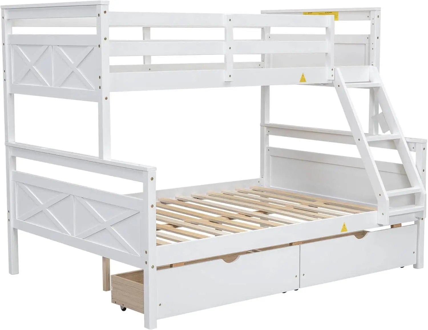 White Twin Over Full Bunk Bed With Storage Drawers from PriceLows™