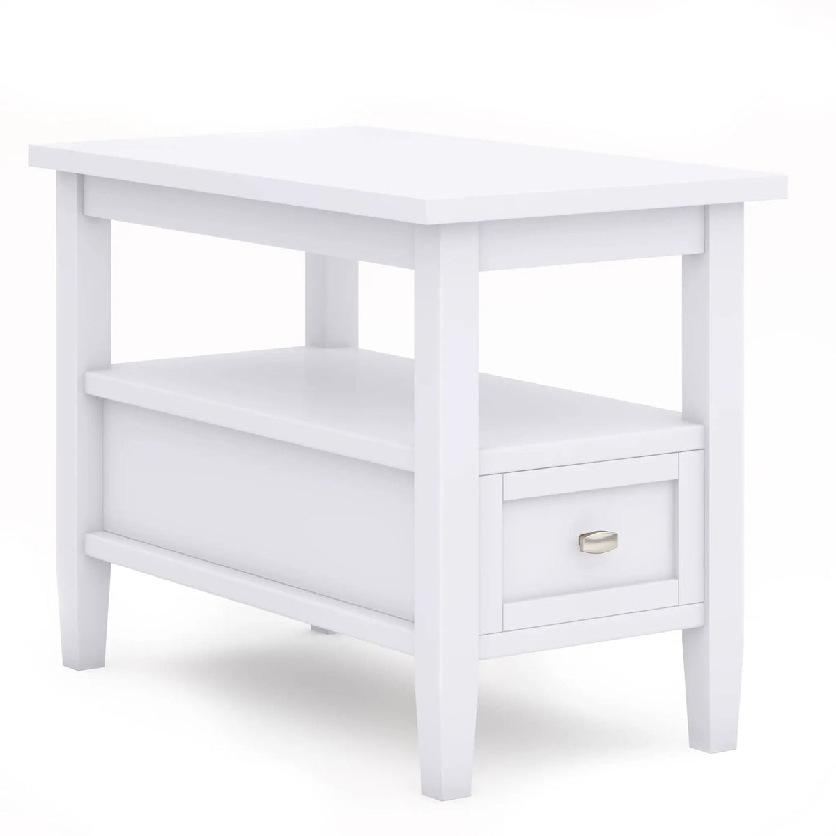 Warm Shaker Solid Wood Table | Bottom Drawer | Open Shelf Storage