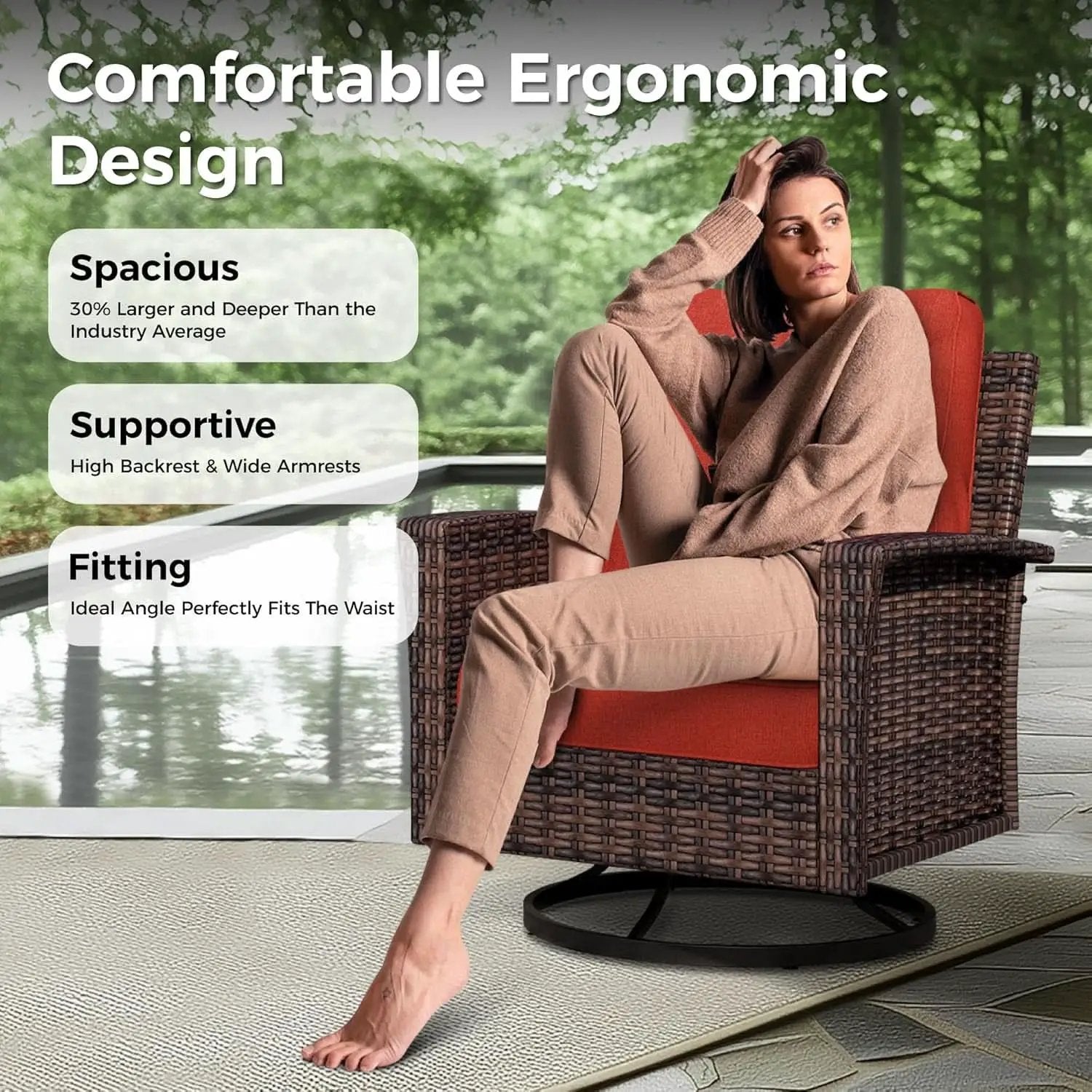 Oversized Wicker Patio Furniture Set with Swivel Chairs from PriceLows™