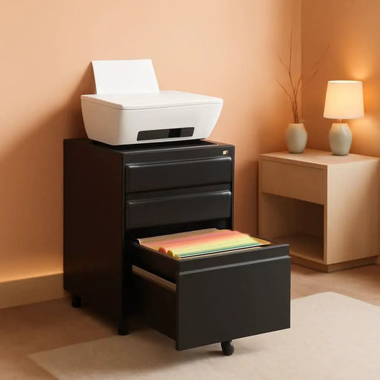 Mobile File Cabinet With Lock And Wheels 3 Drawer Storage from PriceLows™